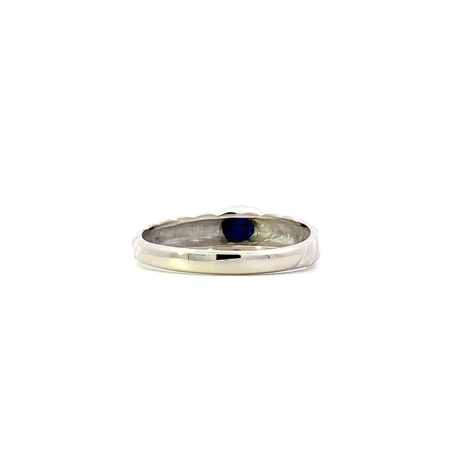 10K White Gold Bezel Set Blue Sapphire Ring - ipawnishop.com