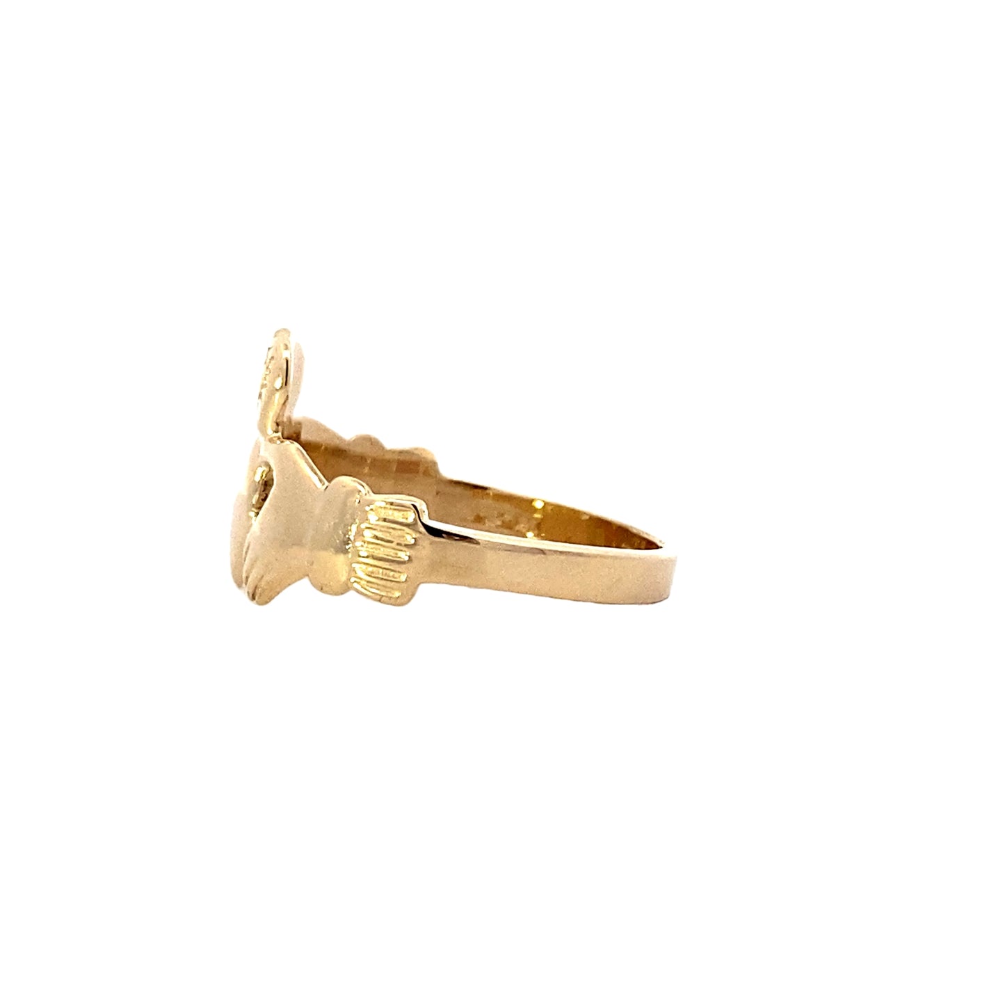 14K Yellow Gold Claddagh Heart Ring