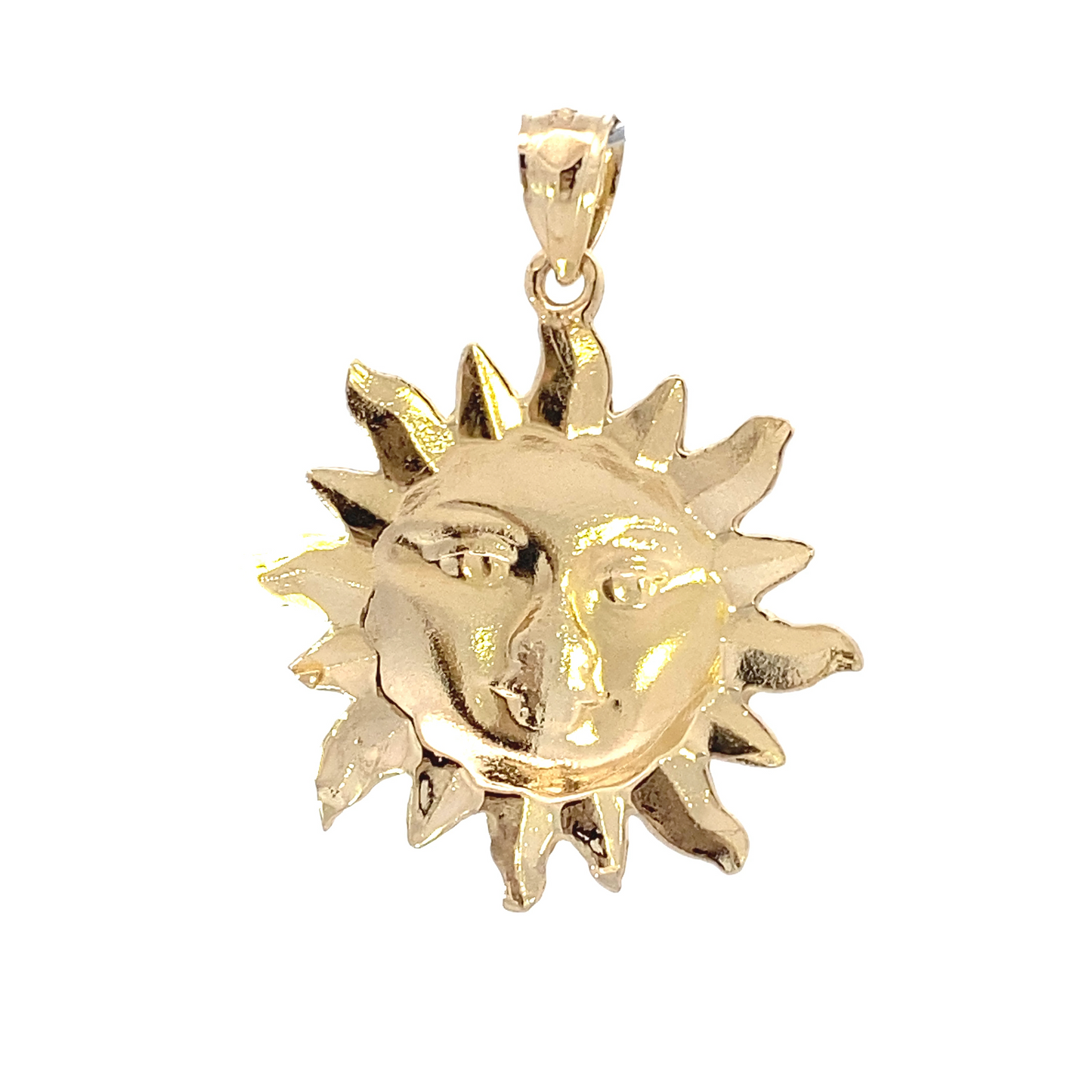 14K Yellow Gold Sun Face Pendant