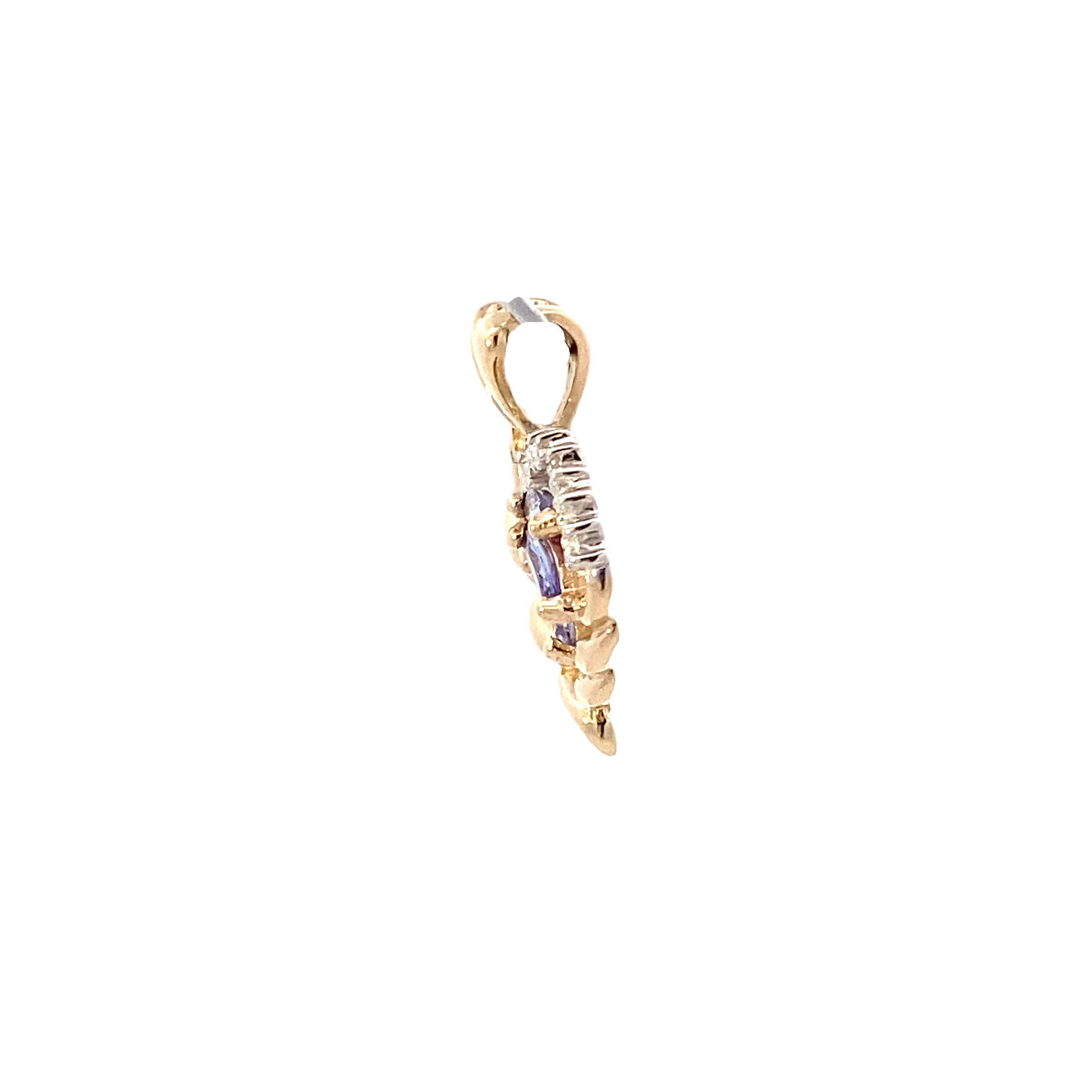 10K Yellow Gold Tanzanite & Diamond Heart Pendant - 0.006ct