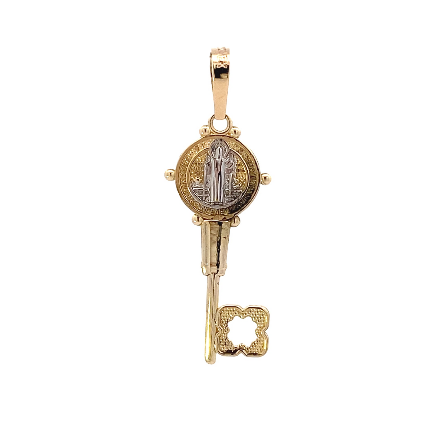 14K Yellow & White Gold Religious Key Pendant