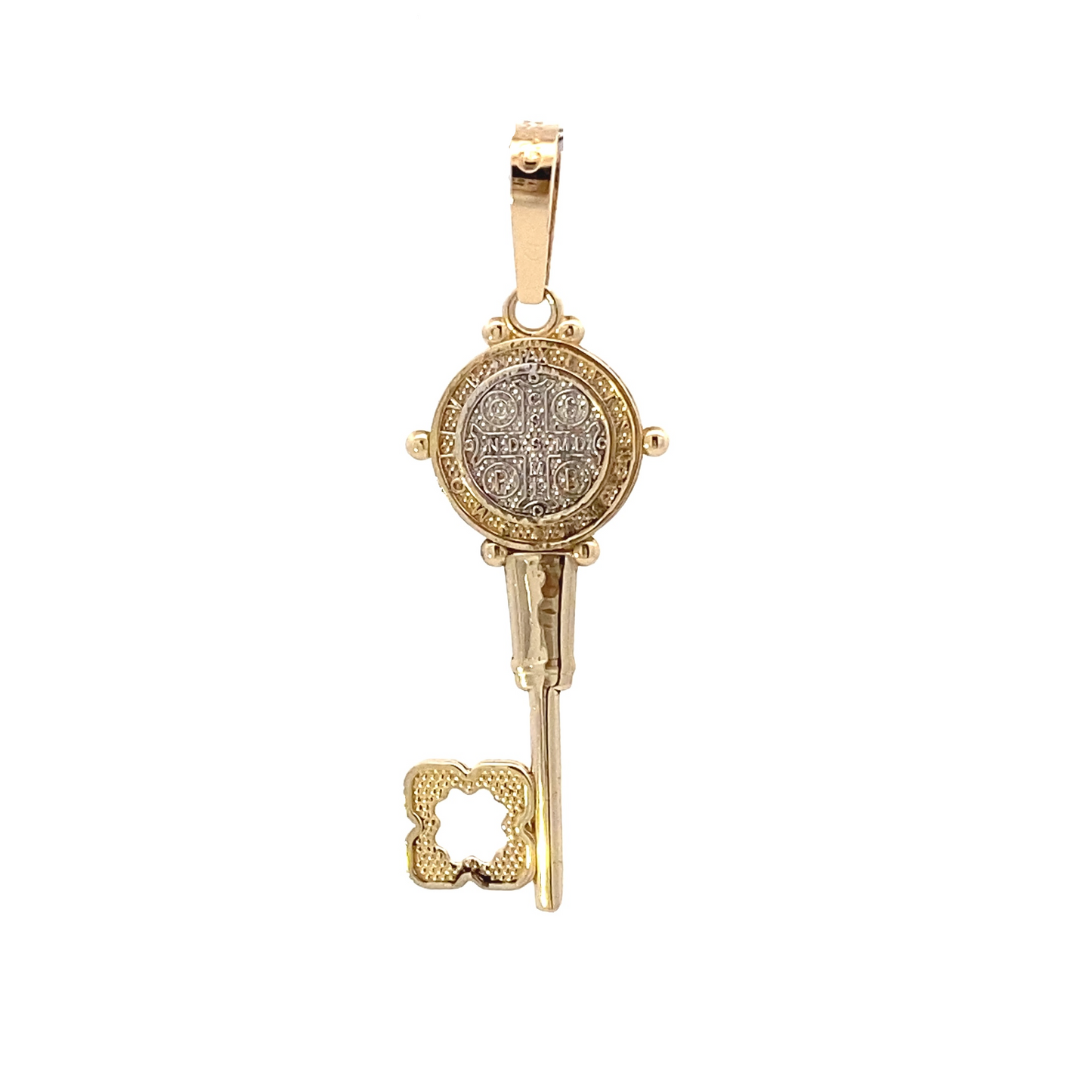 14K Yellow & White Gold Religious Key Pendant