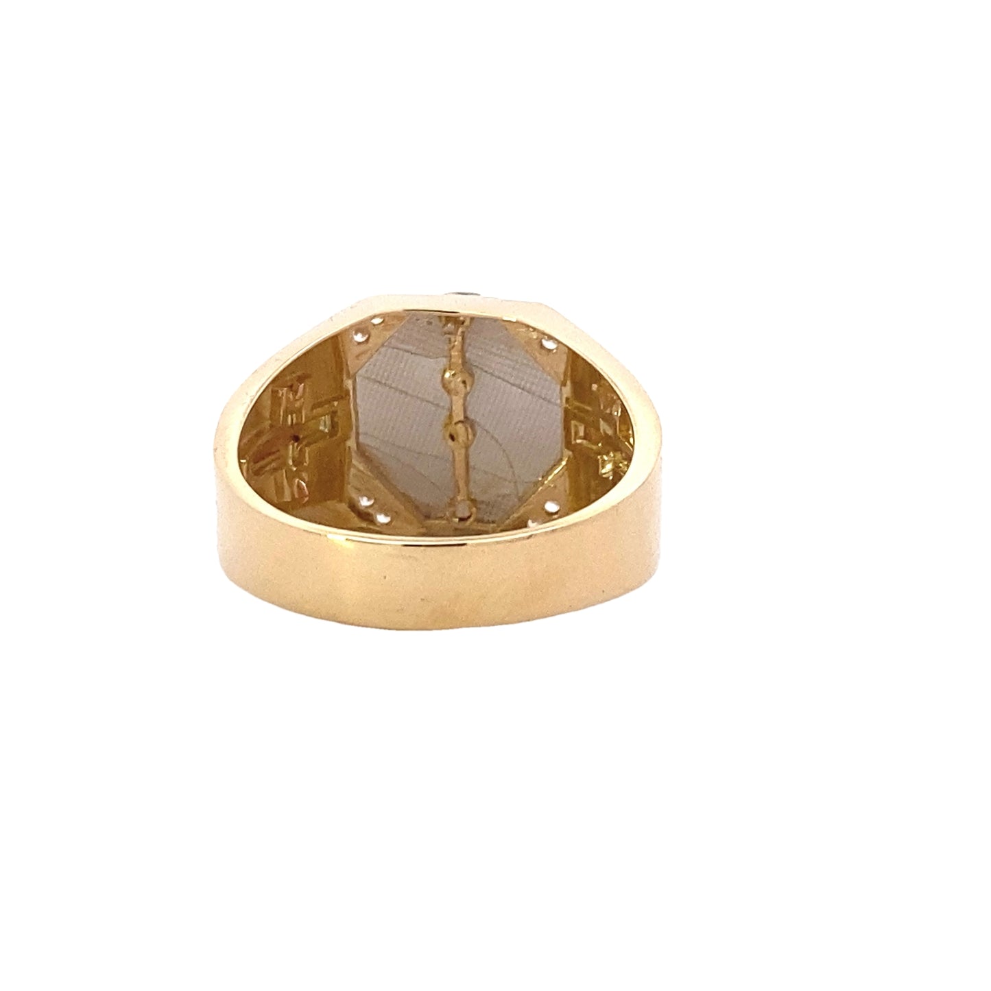 10K Tri-Color Gold CZ Crucifix Men's Ring