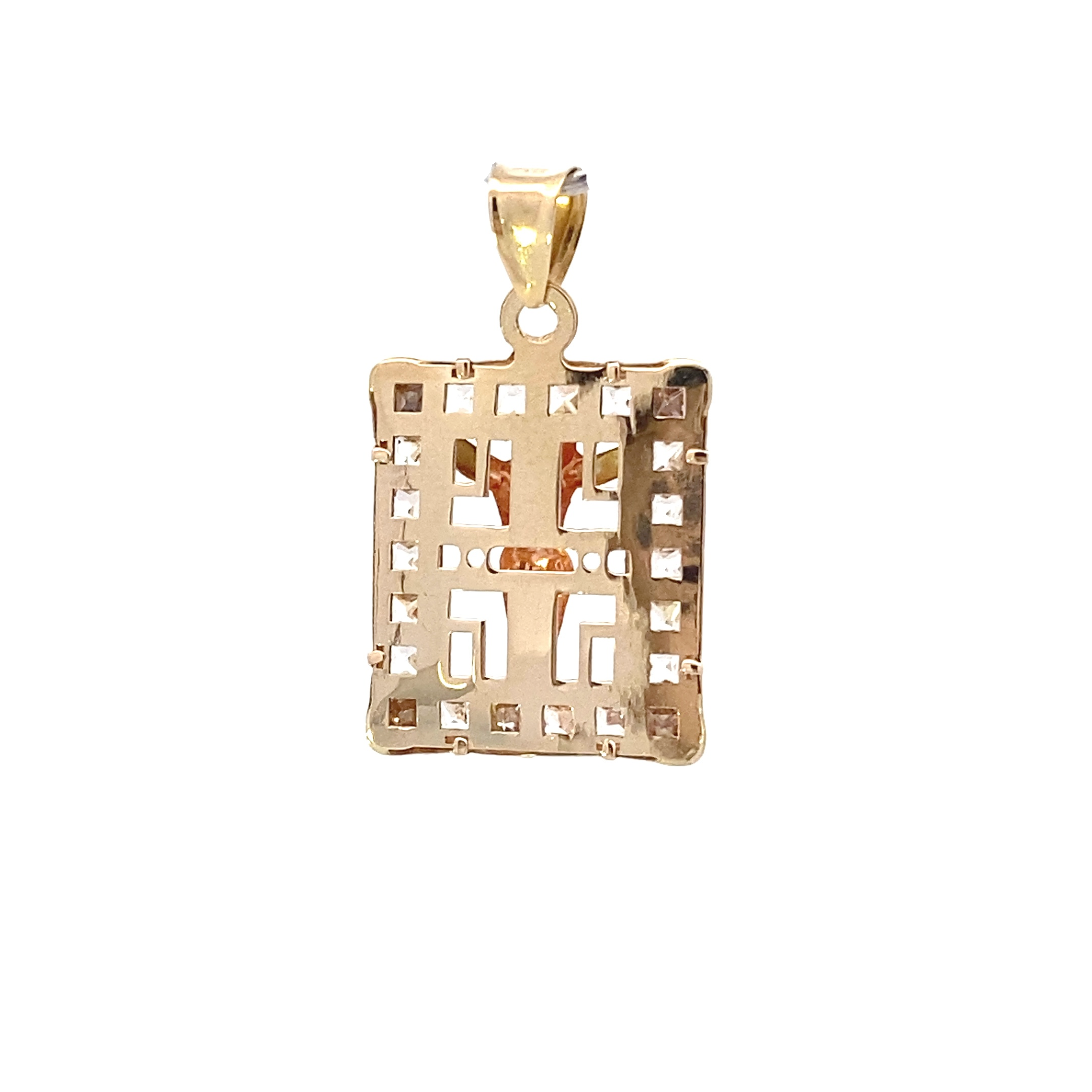 10K Yellow & Rose Gold Square CZ Crucifix Pendant