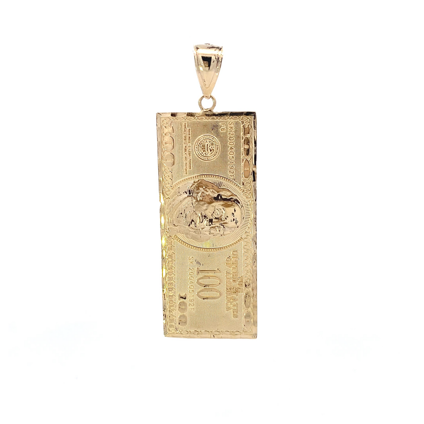 10K Yellow Gold $100 Bill Pendant