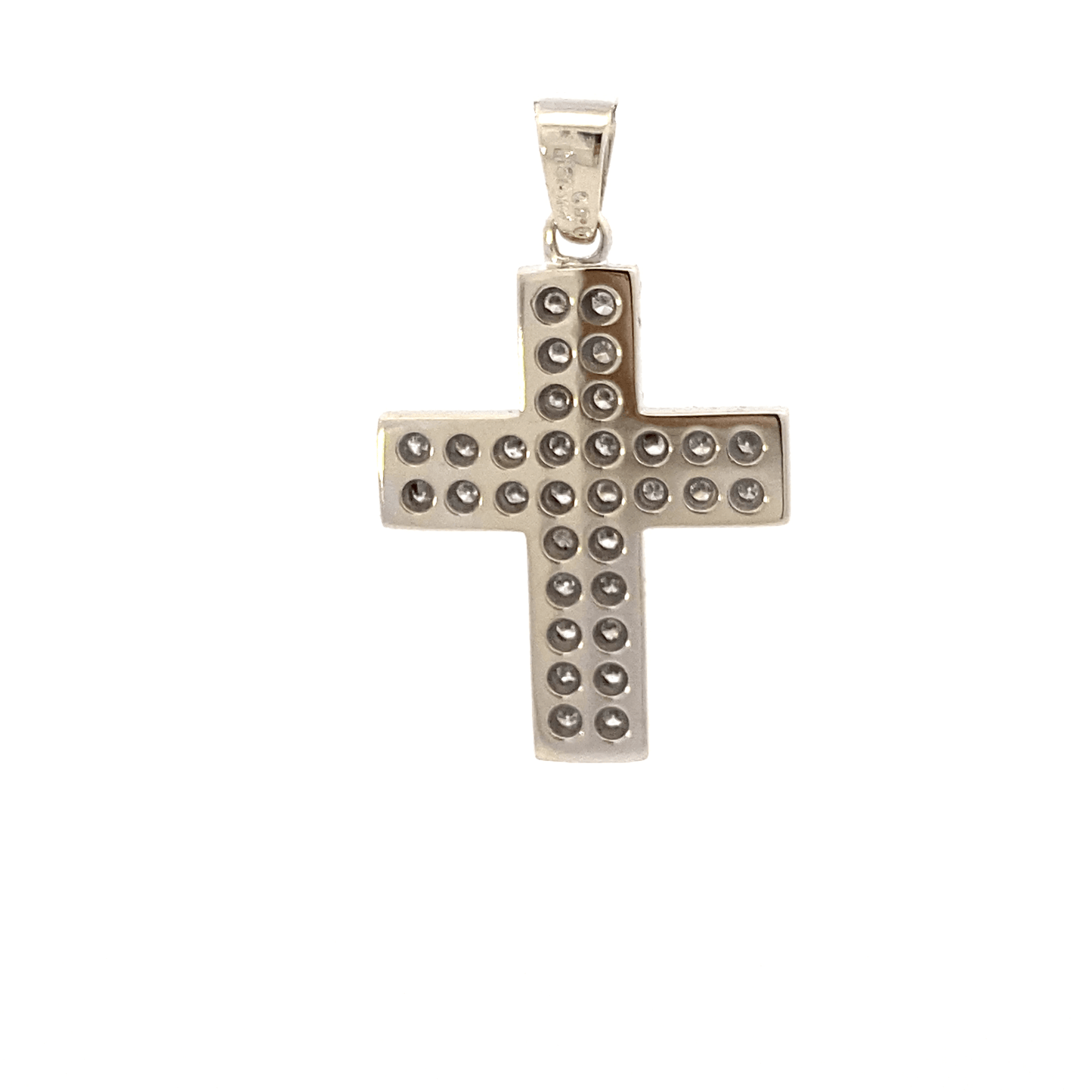 14K White Gold Diamond Cross Pendant - 0.49ct