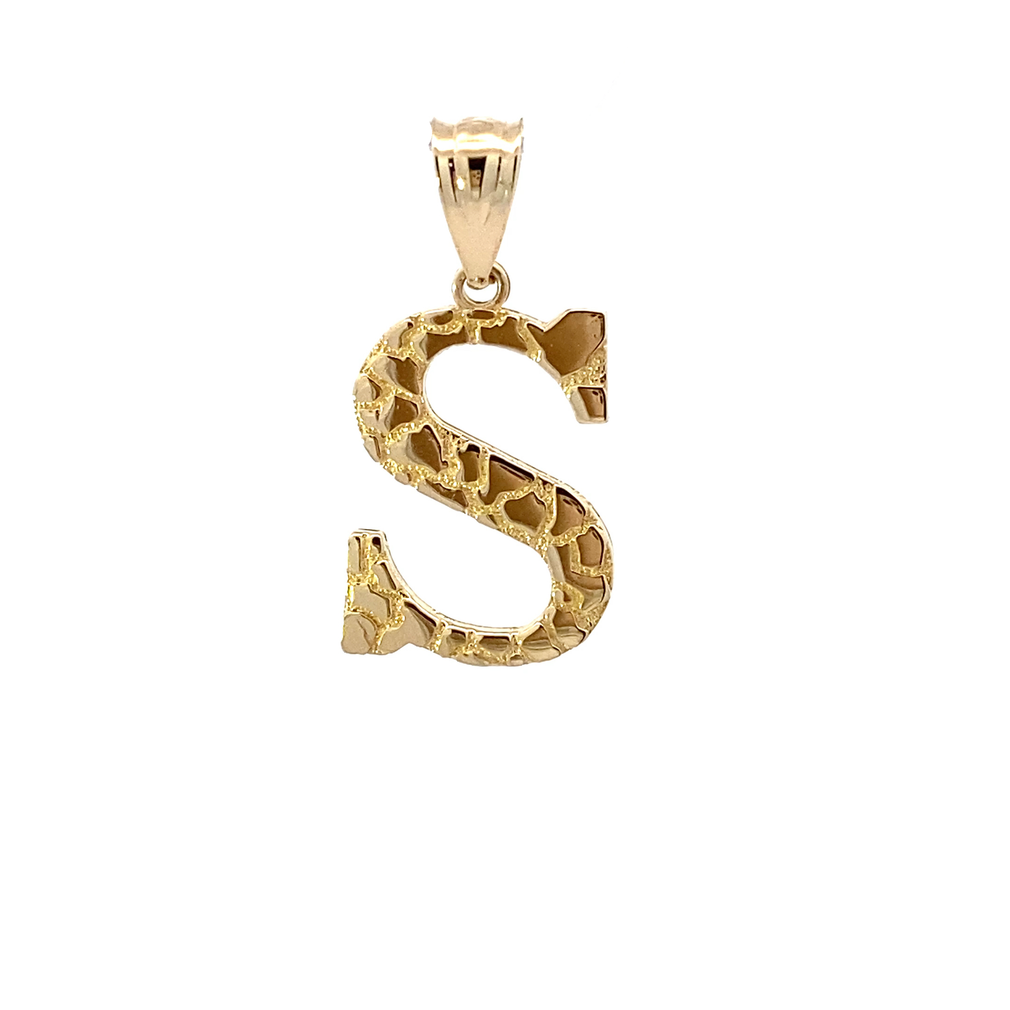 10K Yellow Gold Letter "S" Nugget Pendant