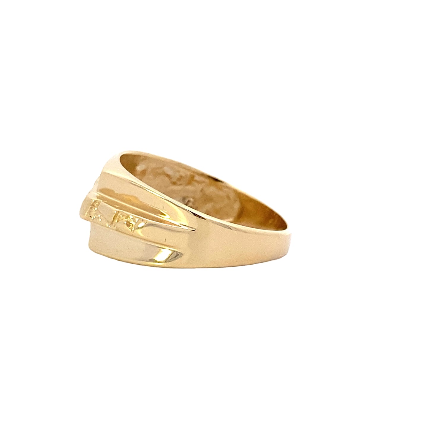 14K Yellow Gold Center Nugget Design Ring