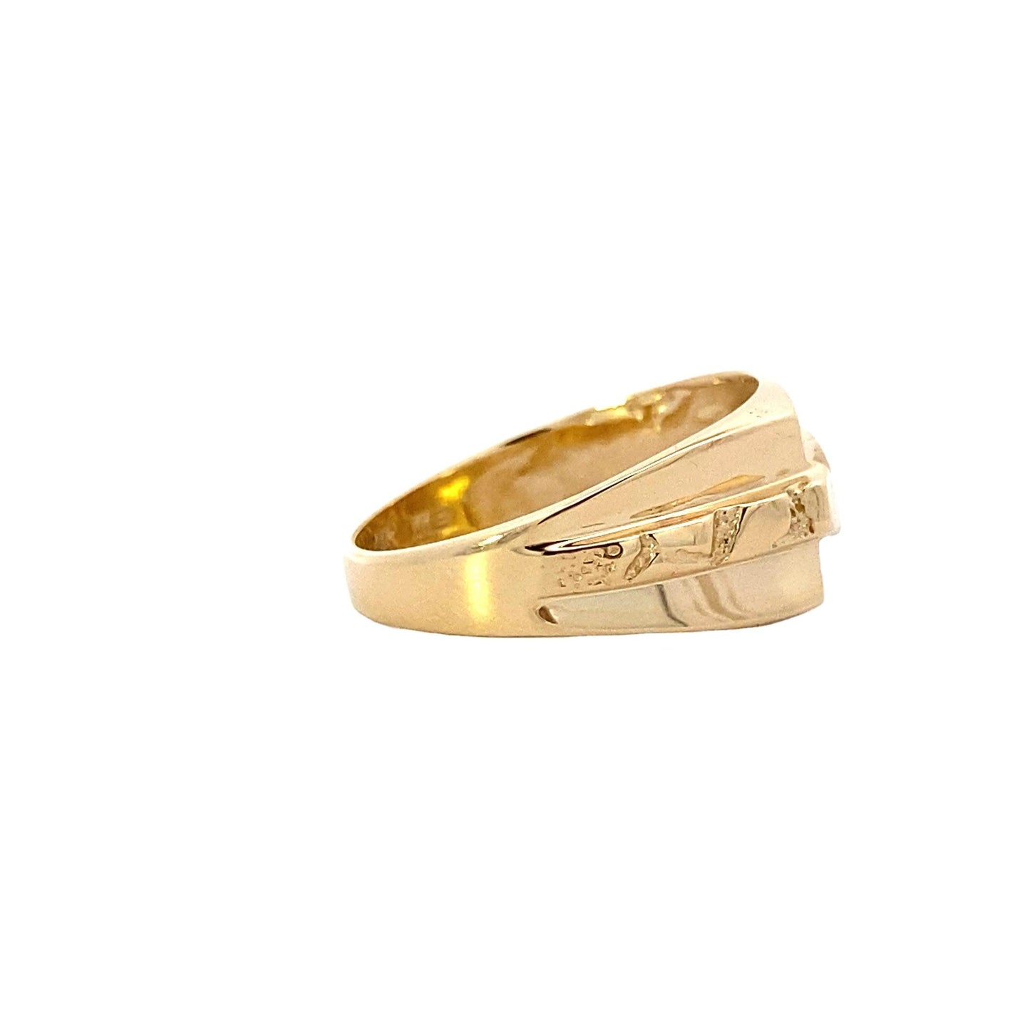 14K Yellow Gold Center Nugget Design Ring