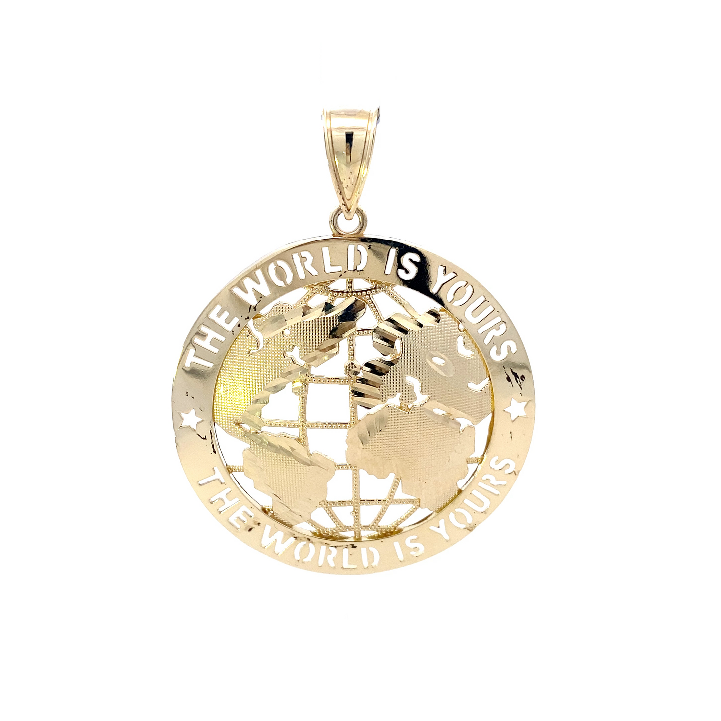 10K Yellow Gold "The World Is Yours" Globe Pendant