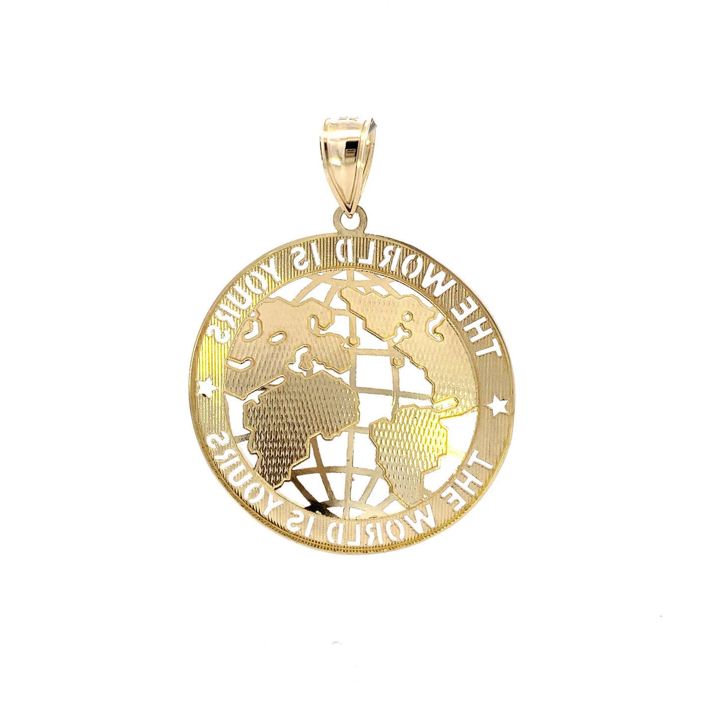 10K Yellow Gold "The World Is Yours" Globe Pendant