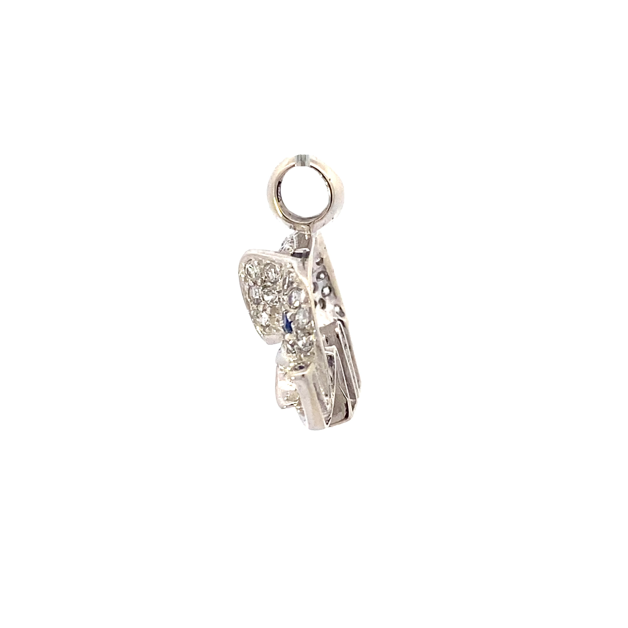 14K White Gold Pave CZ Elephant Pendant