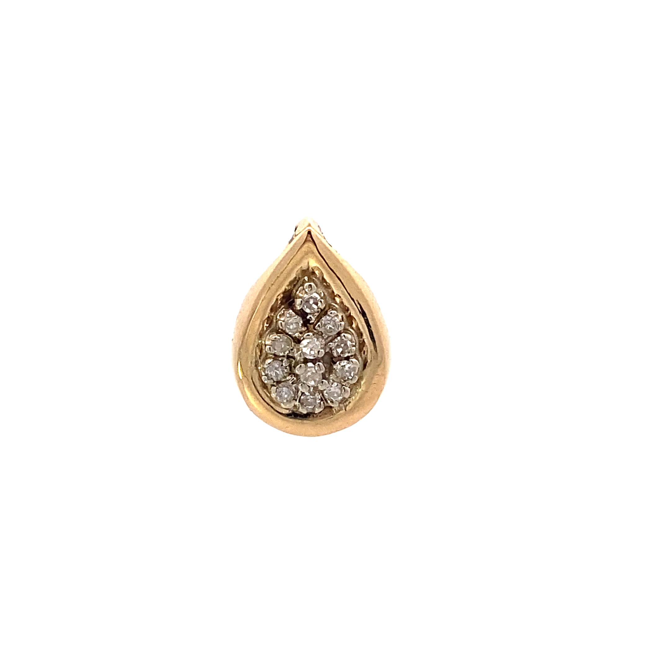 14K Yellow Gold Pear Shape Diamond Pendant 0.12ct