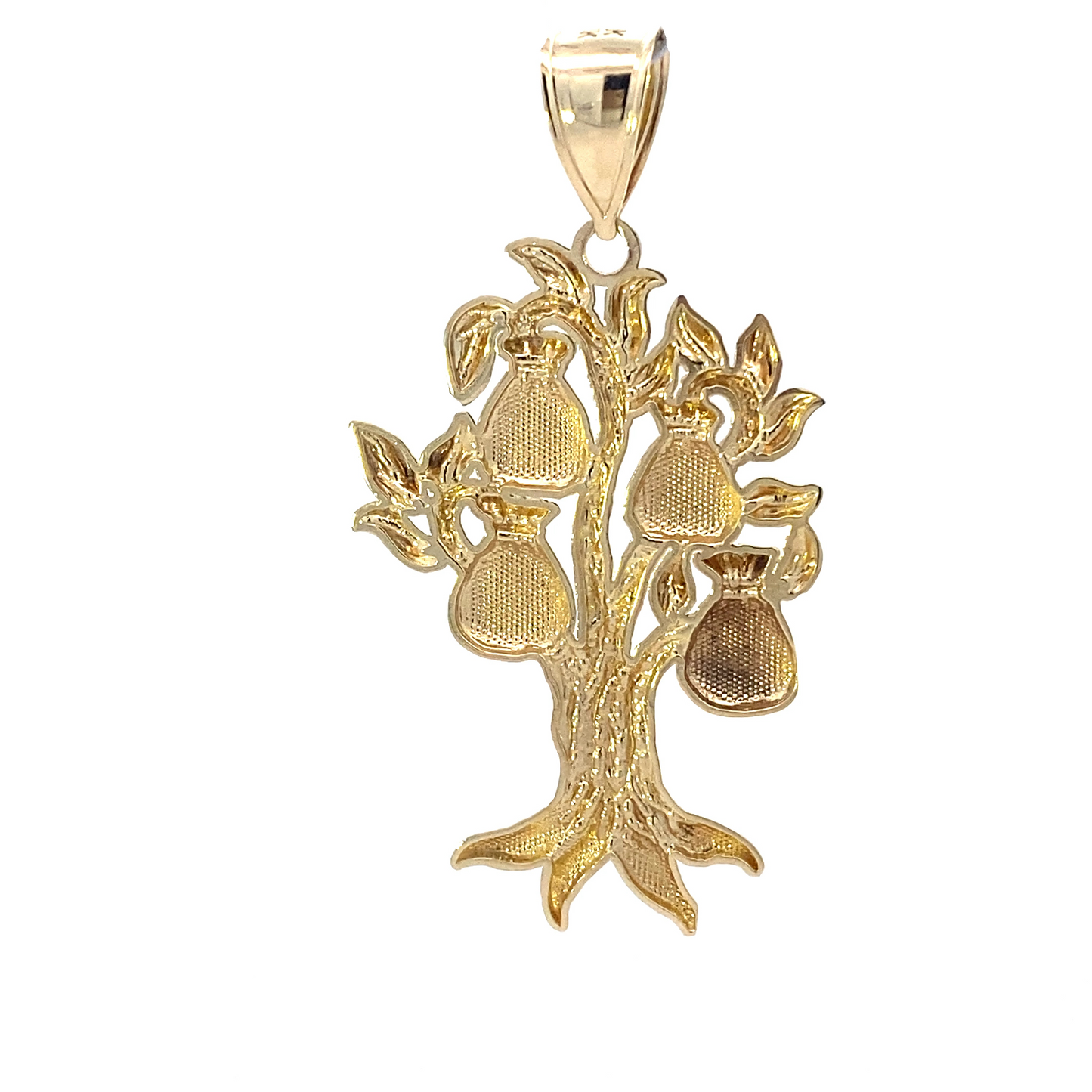 10K Yellow Gold 44x28mm Money Tree Pendant