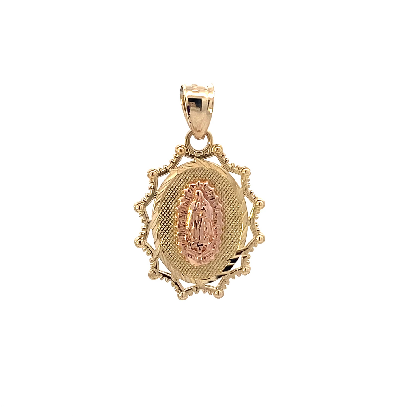 14K Yellow & Rose Gold 19x16mm Oval Religious Pendant