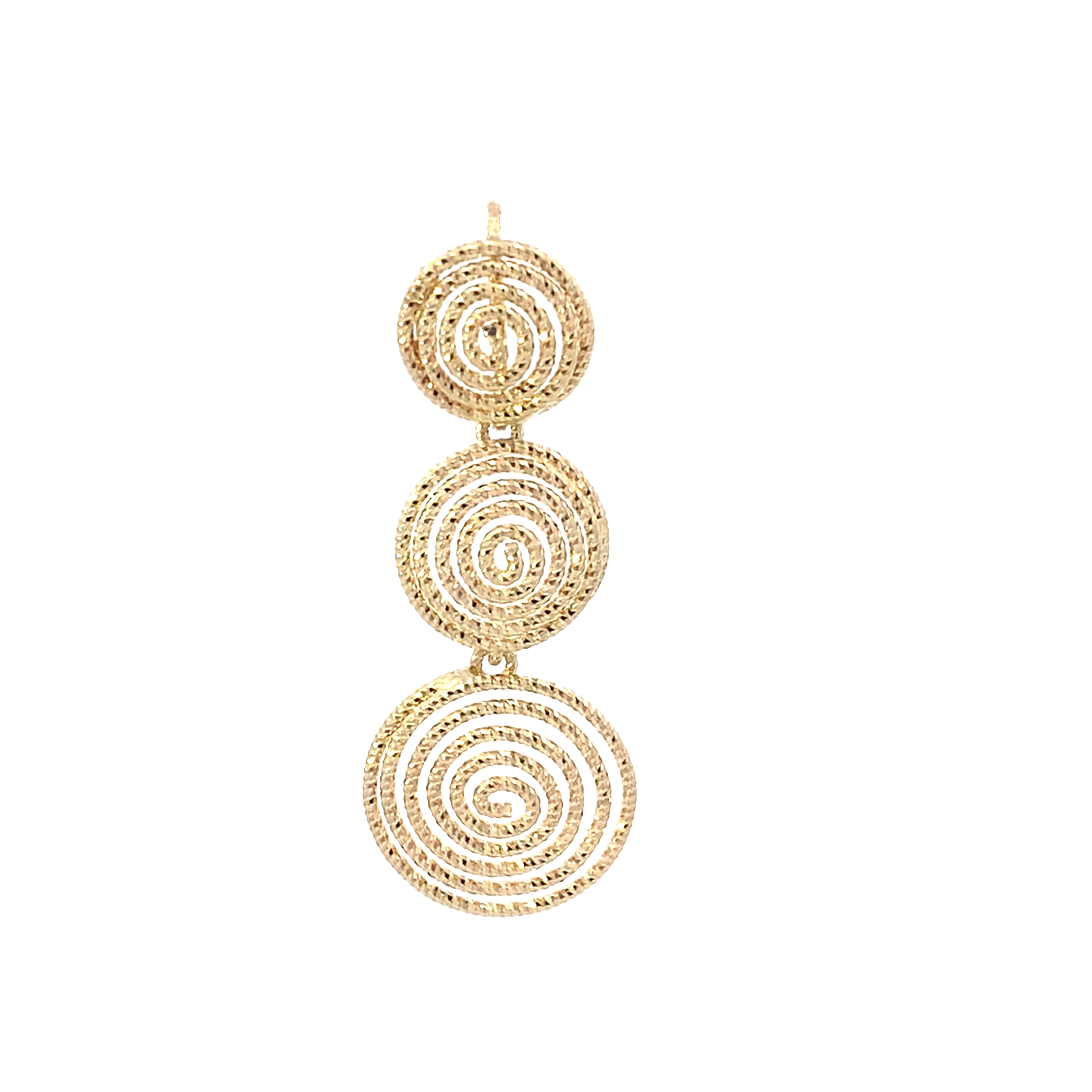 14K Yellow Gold DC Spiral Dangle Earrings & Matching Pendant