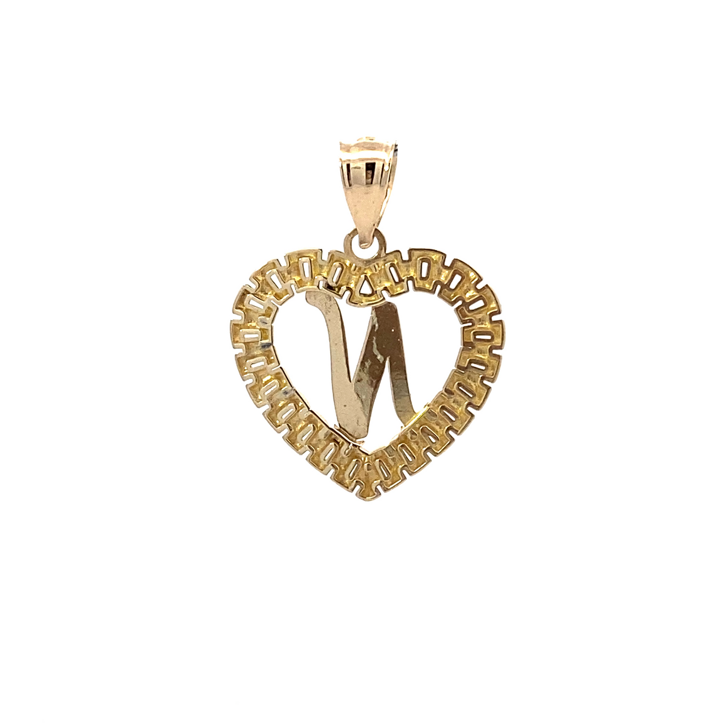 10K Yellow Gold 20x22mm Letter "N" Rolex Heart Pendant