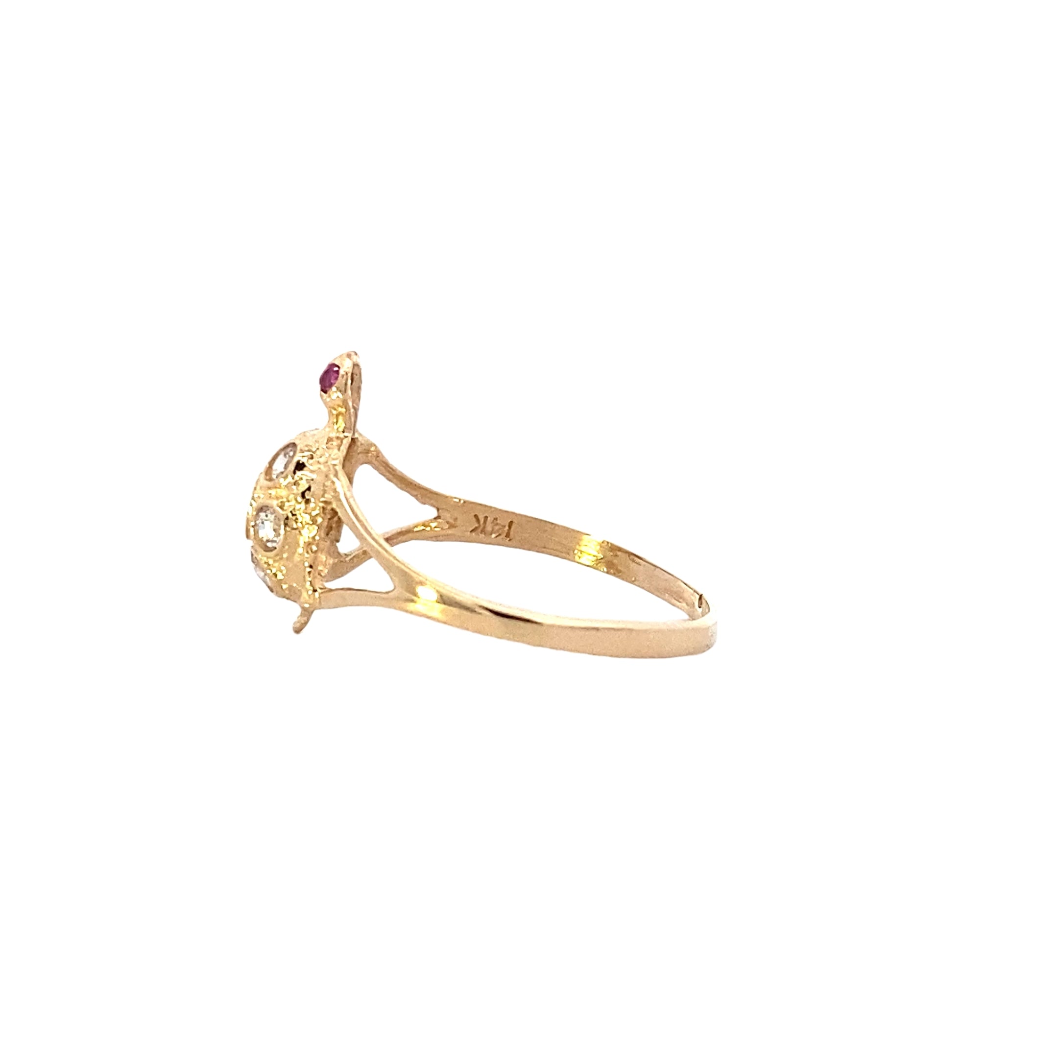 14K Yellow Gold CZ Turtle Ring