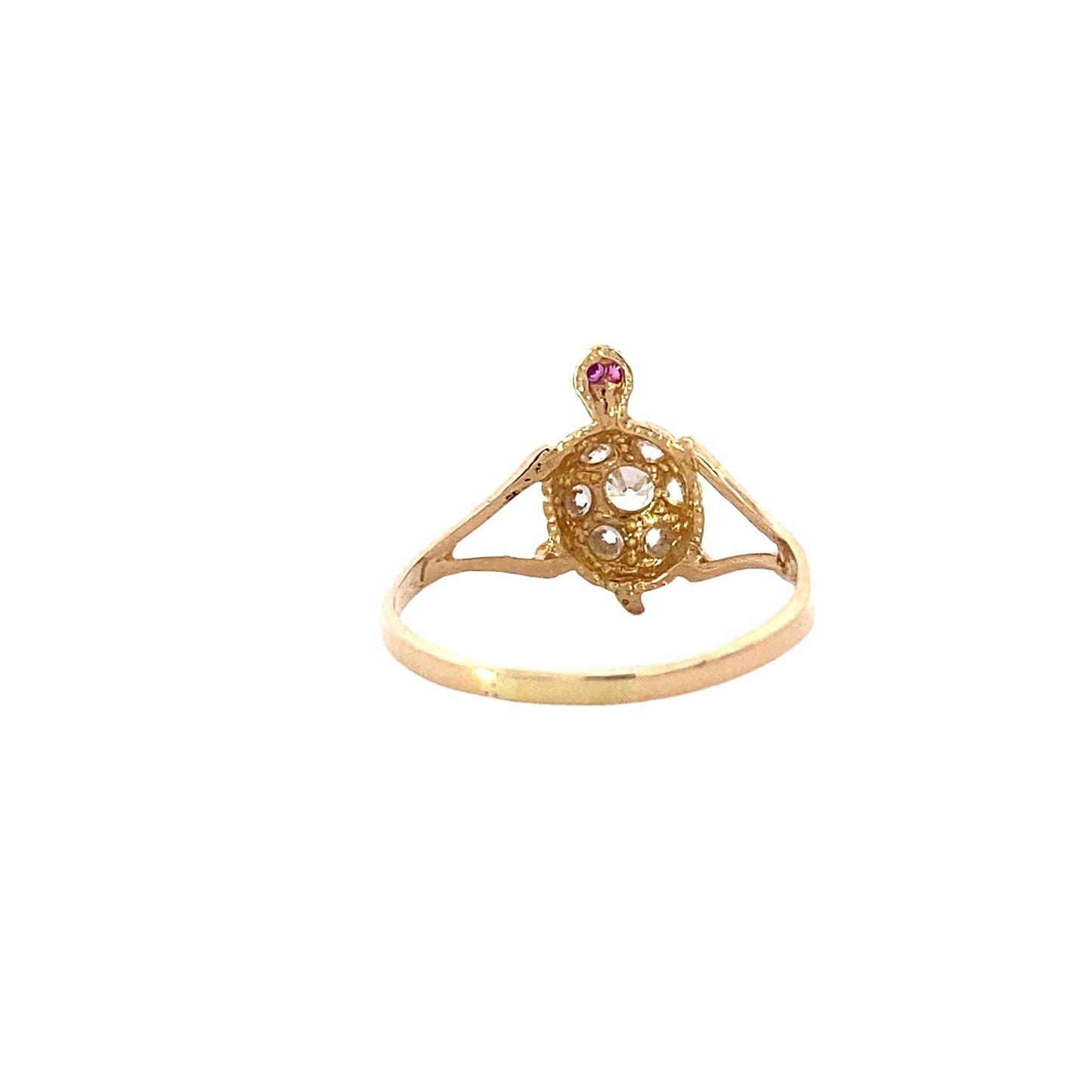 14K Yellow Gold CZ Turtle Ring