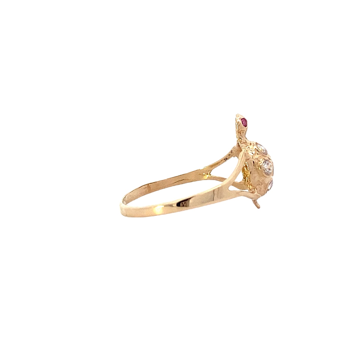 14K Yellow Gold CZ Turtle Ring