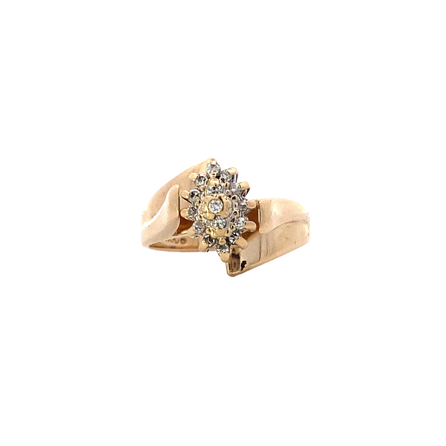 14K Yellow Gold Diamond Cluster Ring - 0.08ct