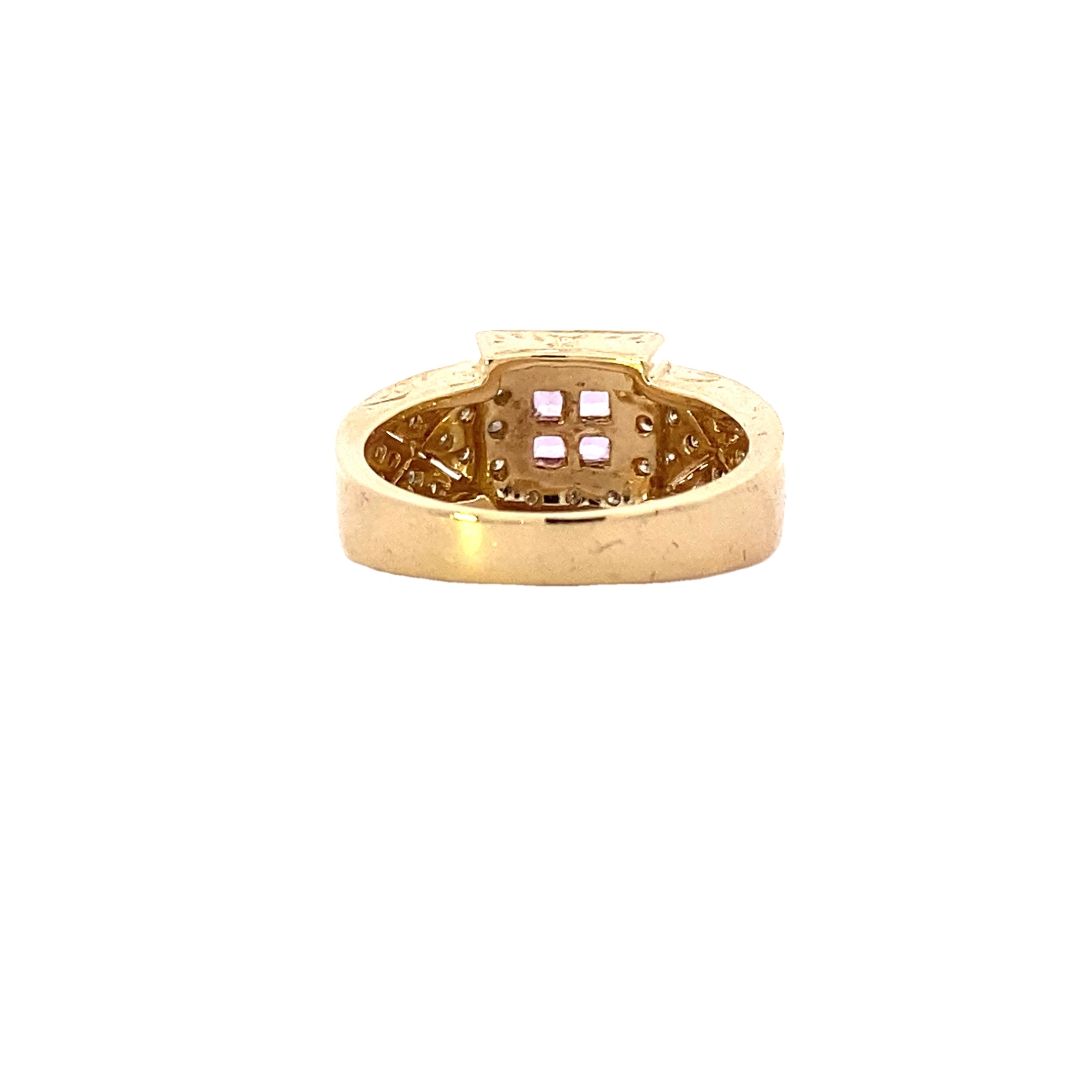 14K Yellow Gold Diamond & Pink Sapphire Ring - 0.14ct