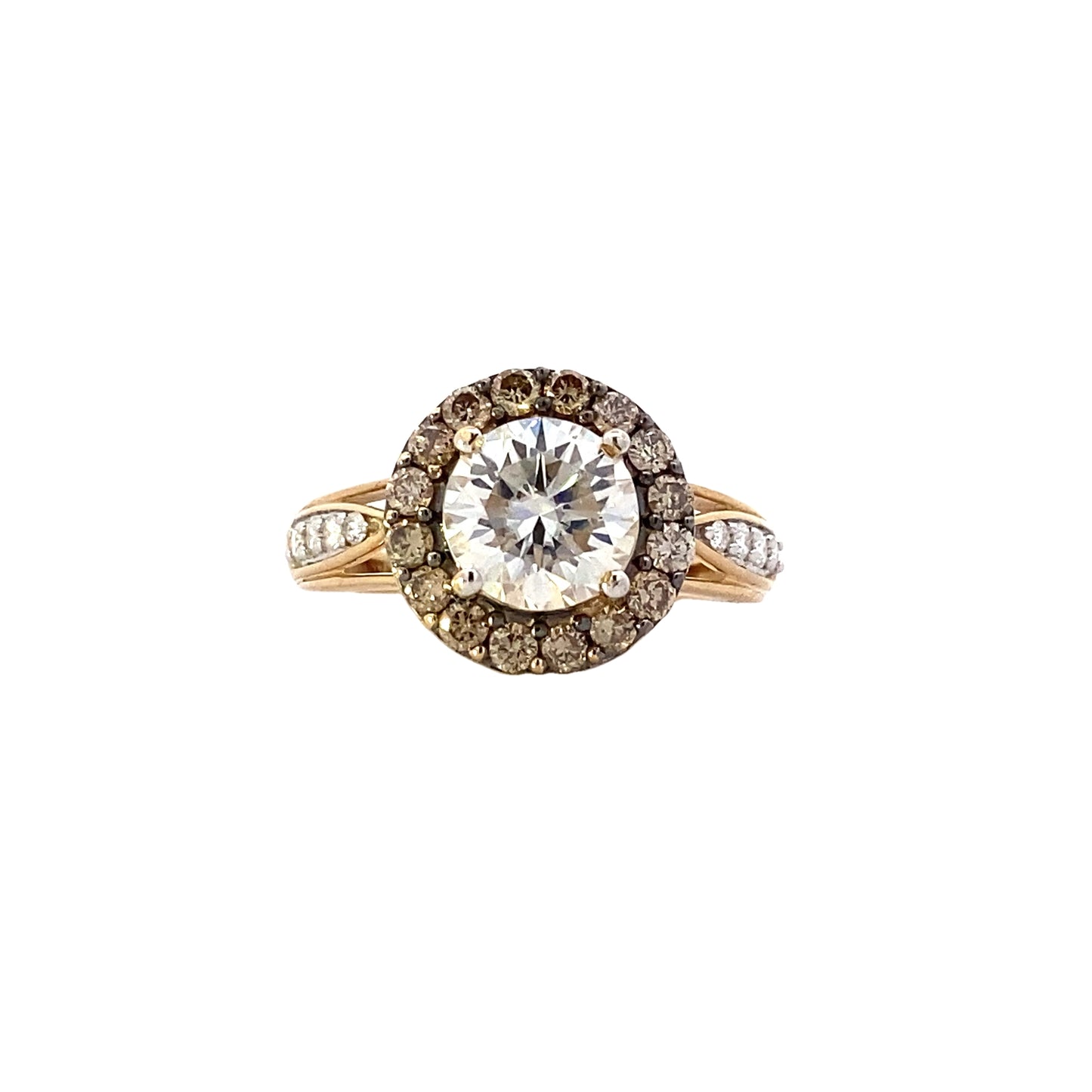 14K Yellow Gold Diamond & Moissanite Ring - 0.48ct