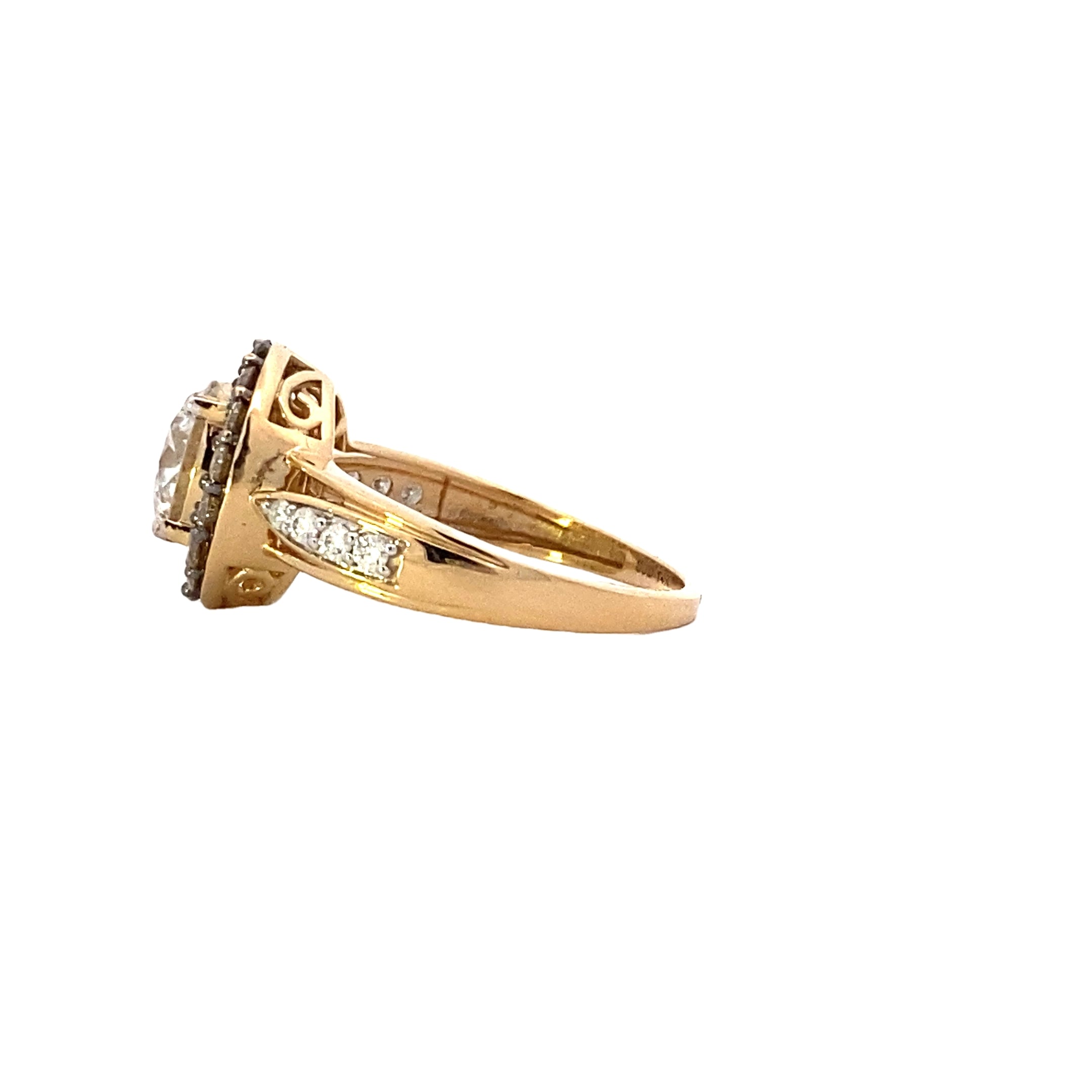 14K Yellow Gold Diamond & Moissanite Ring - 0.48ct