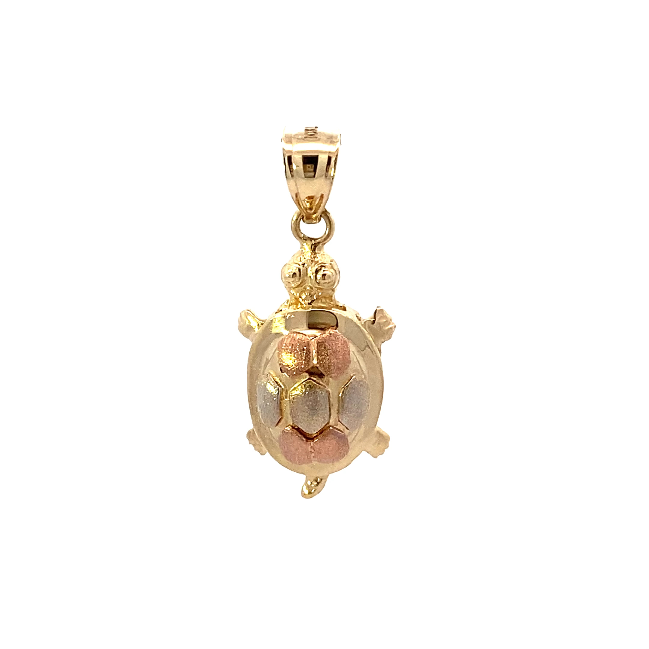 10K Tri-Color Gold Turtle Pendant