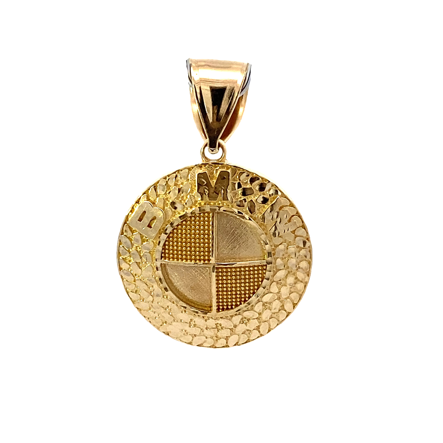 10K Yellow Gold BMW Logo Round Pendant