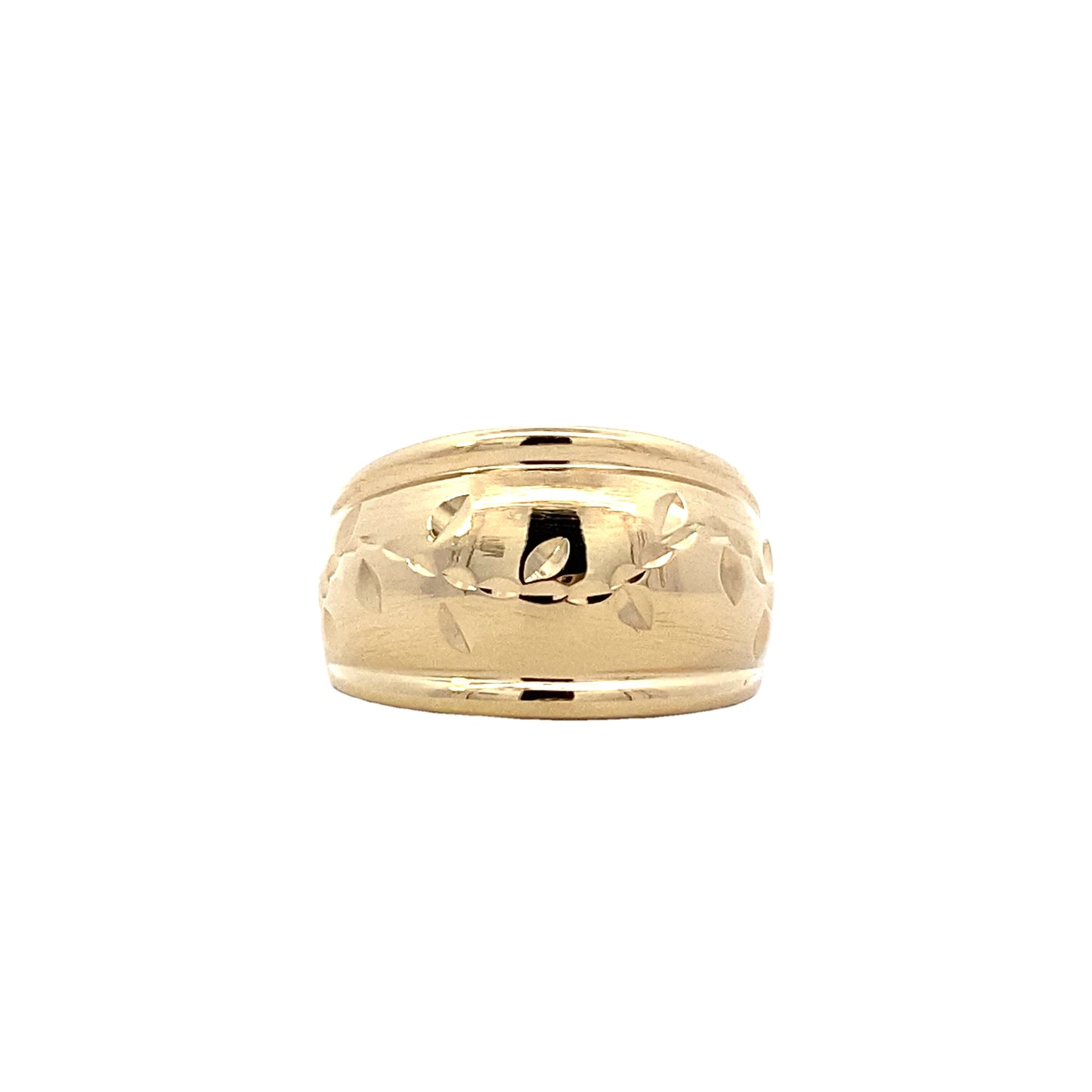 10K Yellow Gold Vine Design Dome Ring