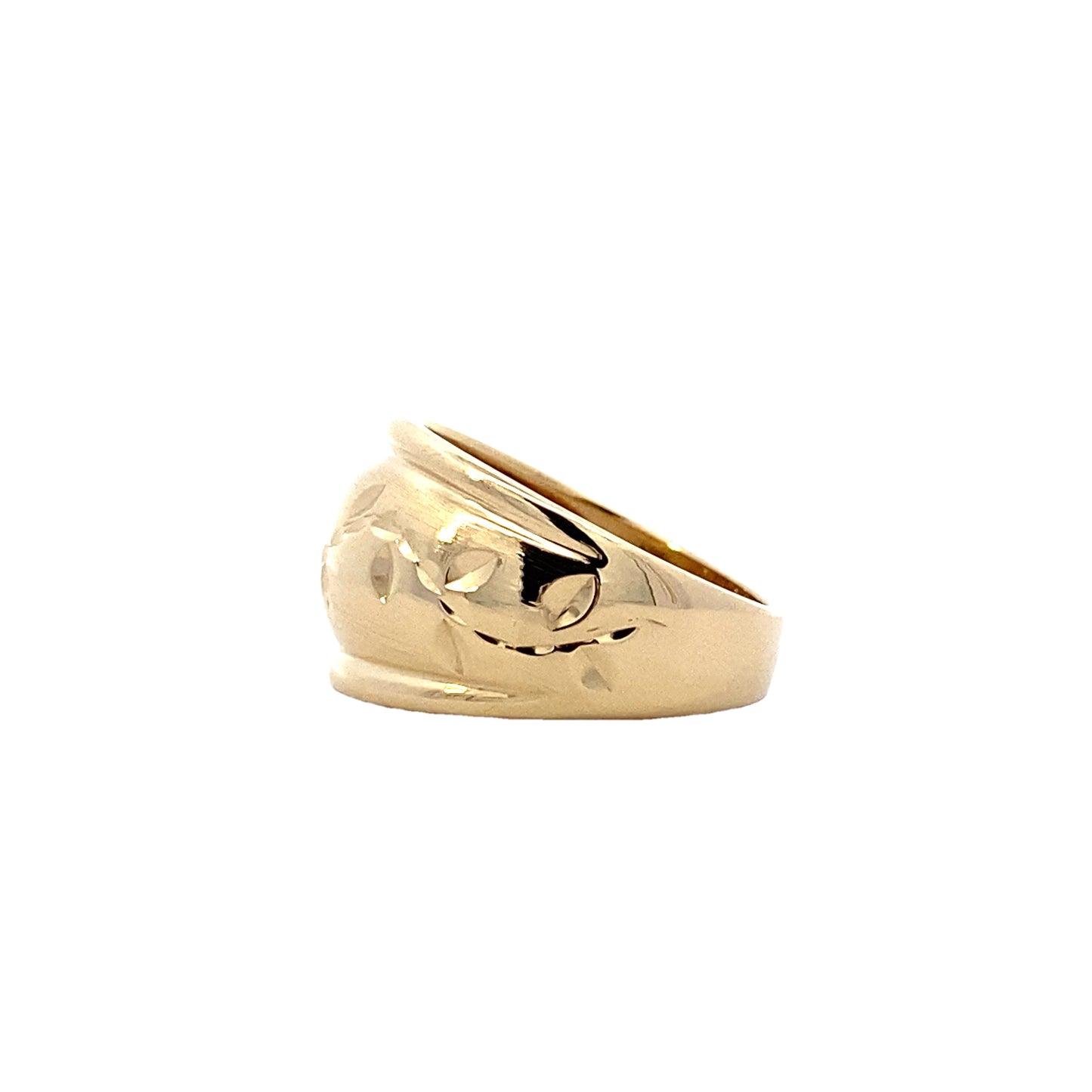 10K Yellow Gold Vine Design Dome Ring