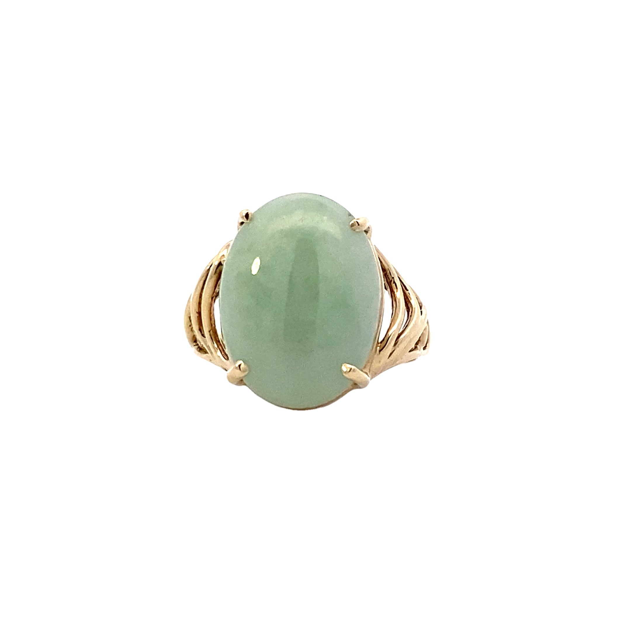 10K Yellow Gold Cabochon Jade Ring