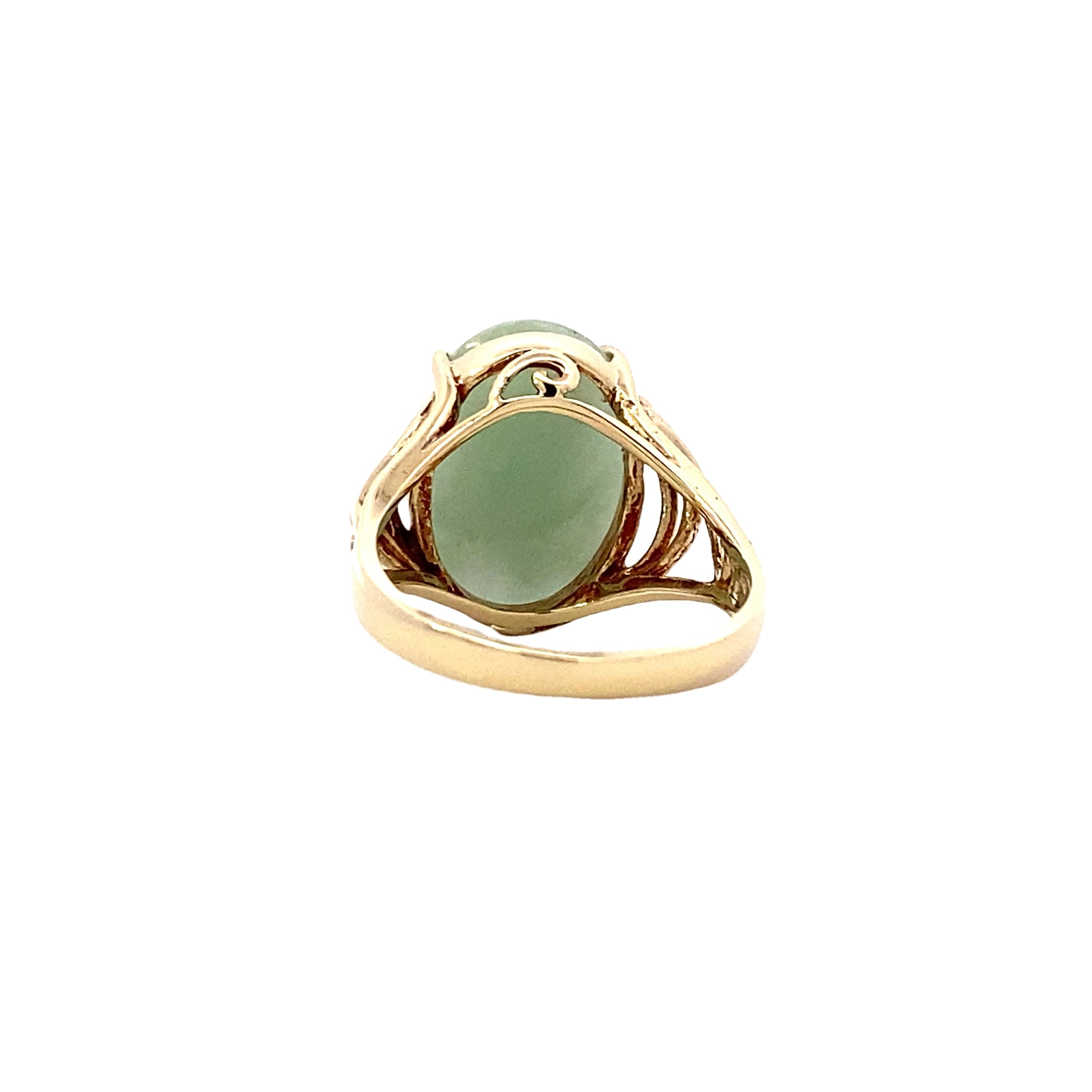 10K Yellow Gold Cabochon Jade Ring