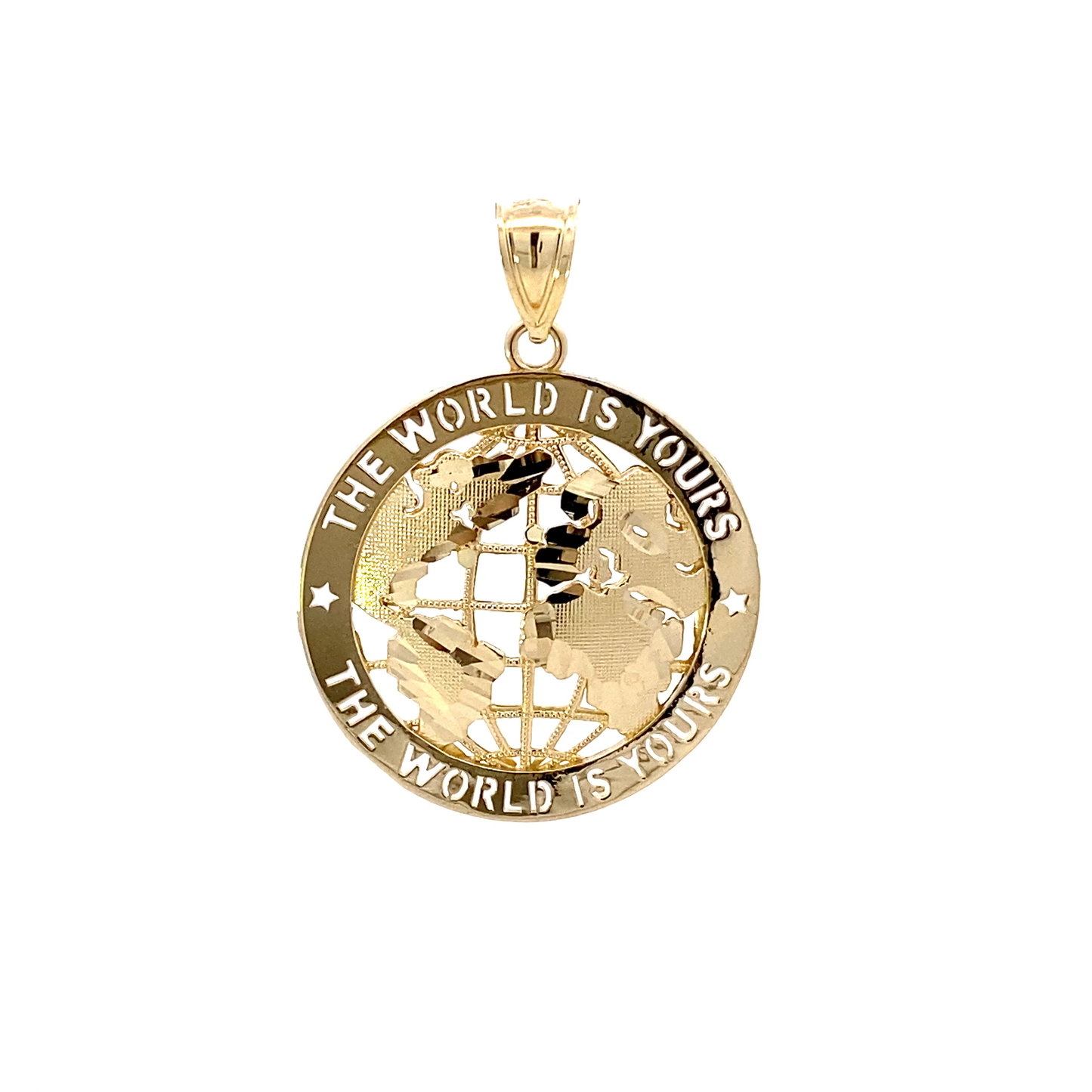 10K Yellow Gold DC "The World Is Yours" Globe Pendant