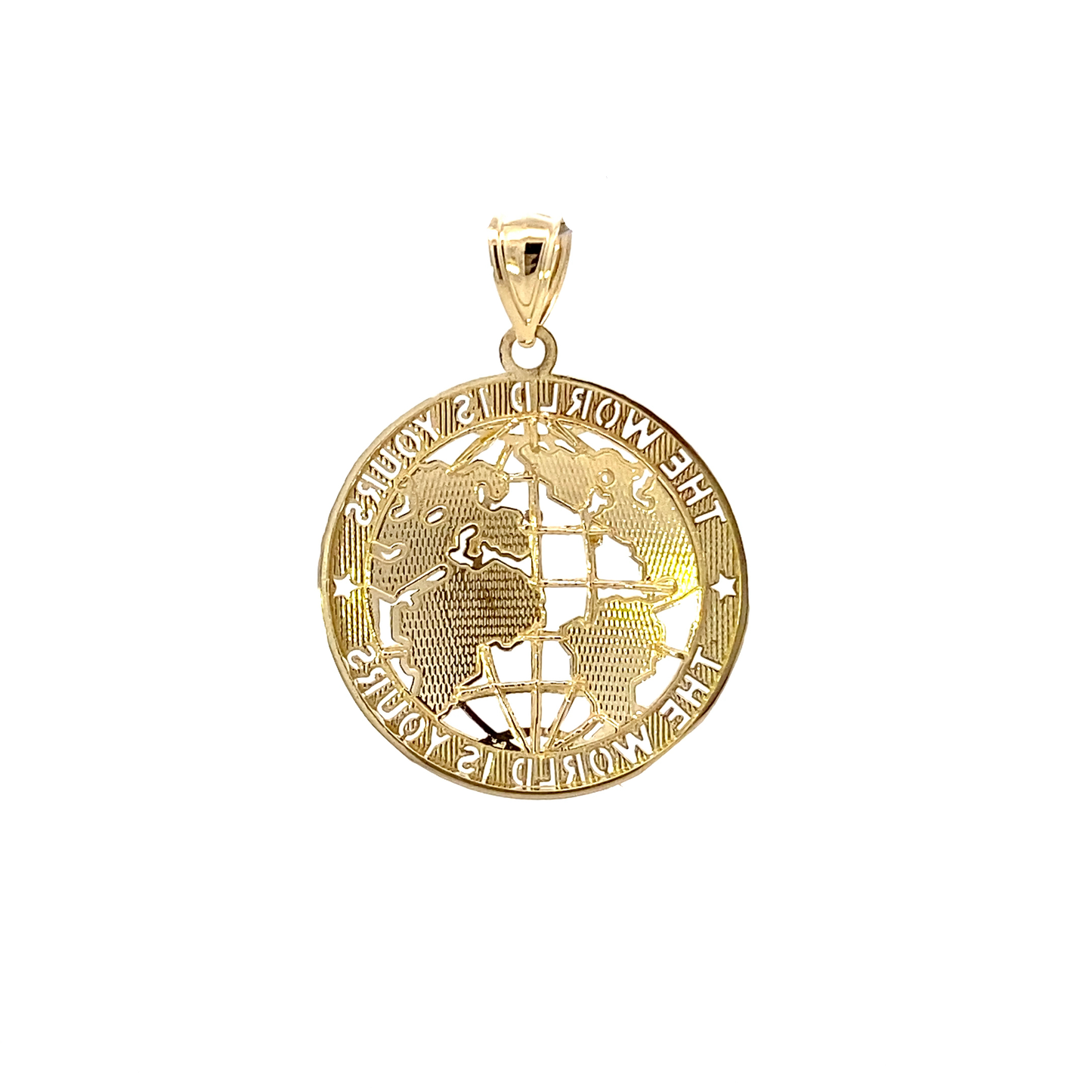 10K Yellow Gold DC "The World Is Yours" Globe Pendant