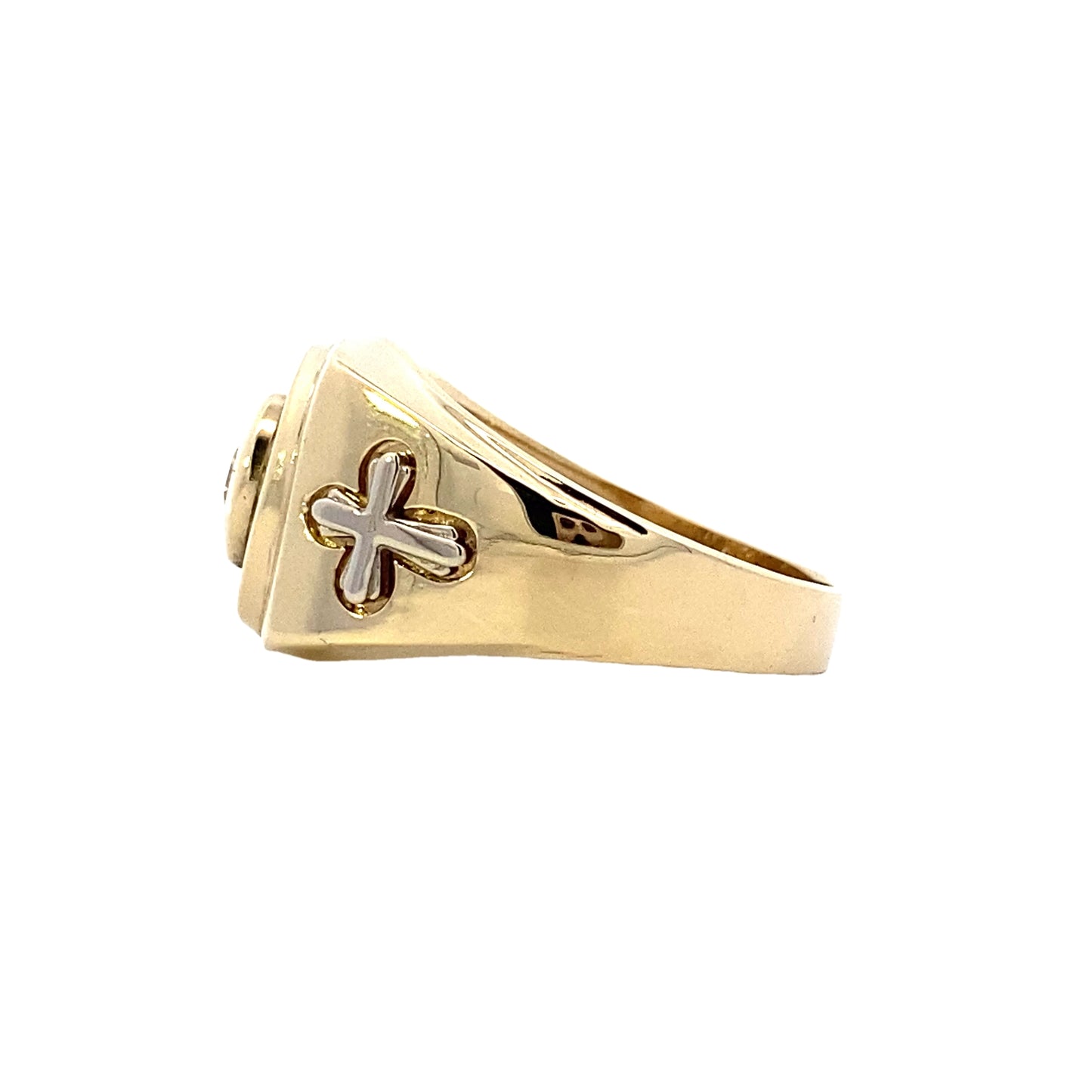 10K Yellow Gold CZ Cross Ring