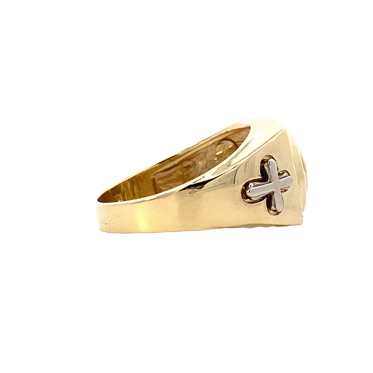 10K Yellow Gold CZ Cross Ring