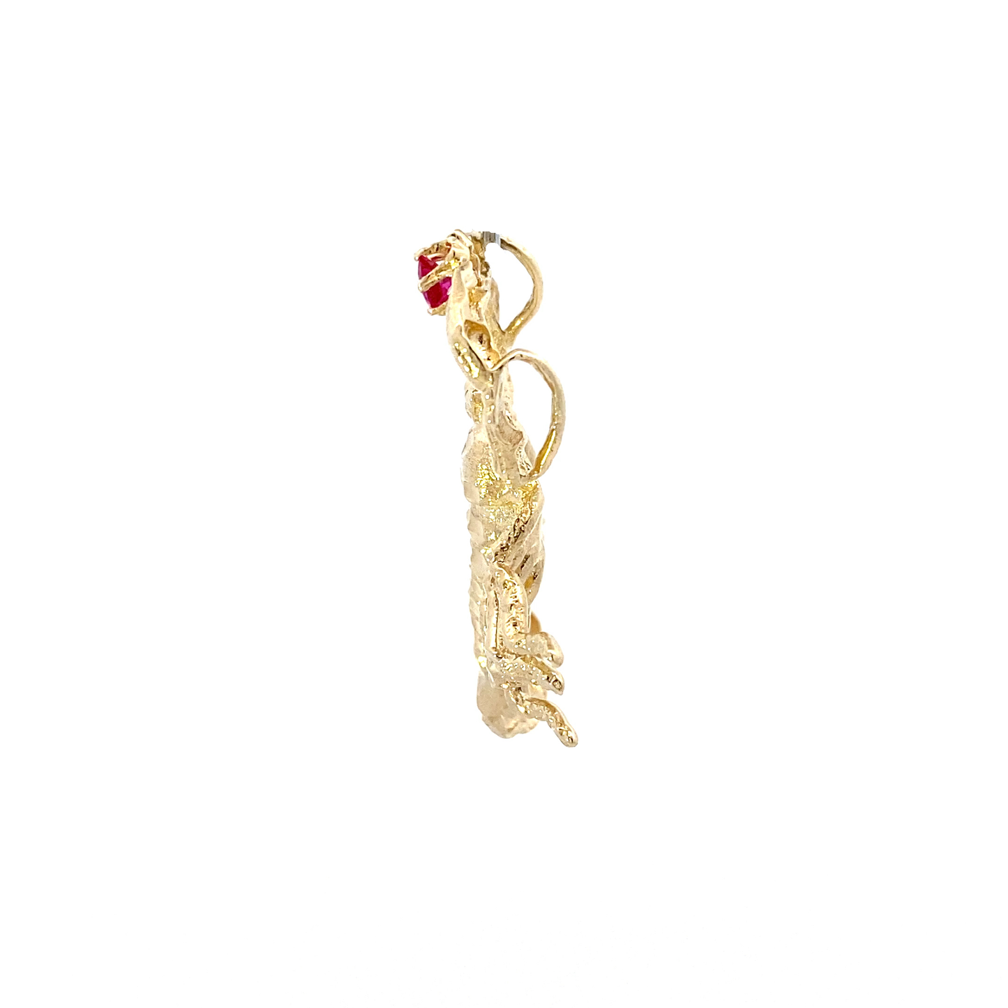 14K Yellow Gold Synthetic Ruby Scorpion Pendant