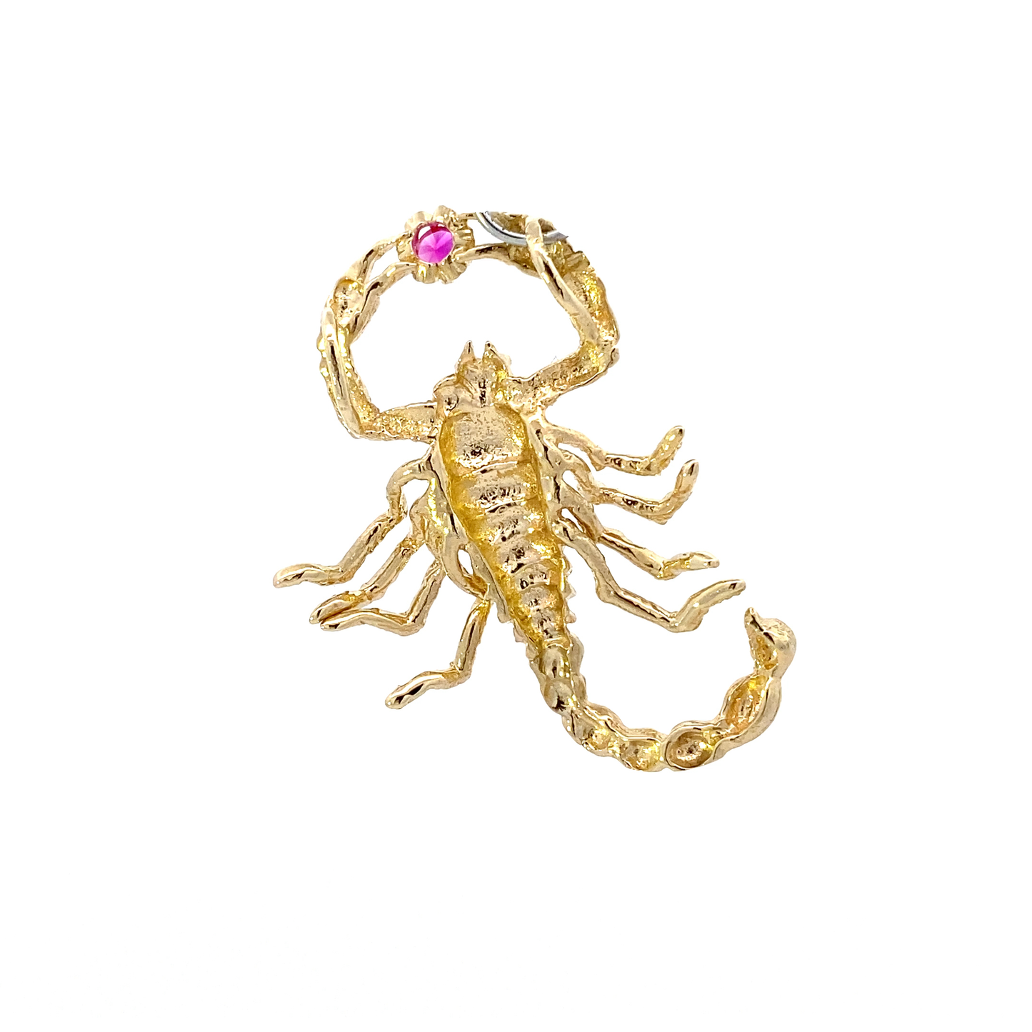 14K Yellow Gold Synthetic Ruby Scorpion Pendant