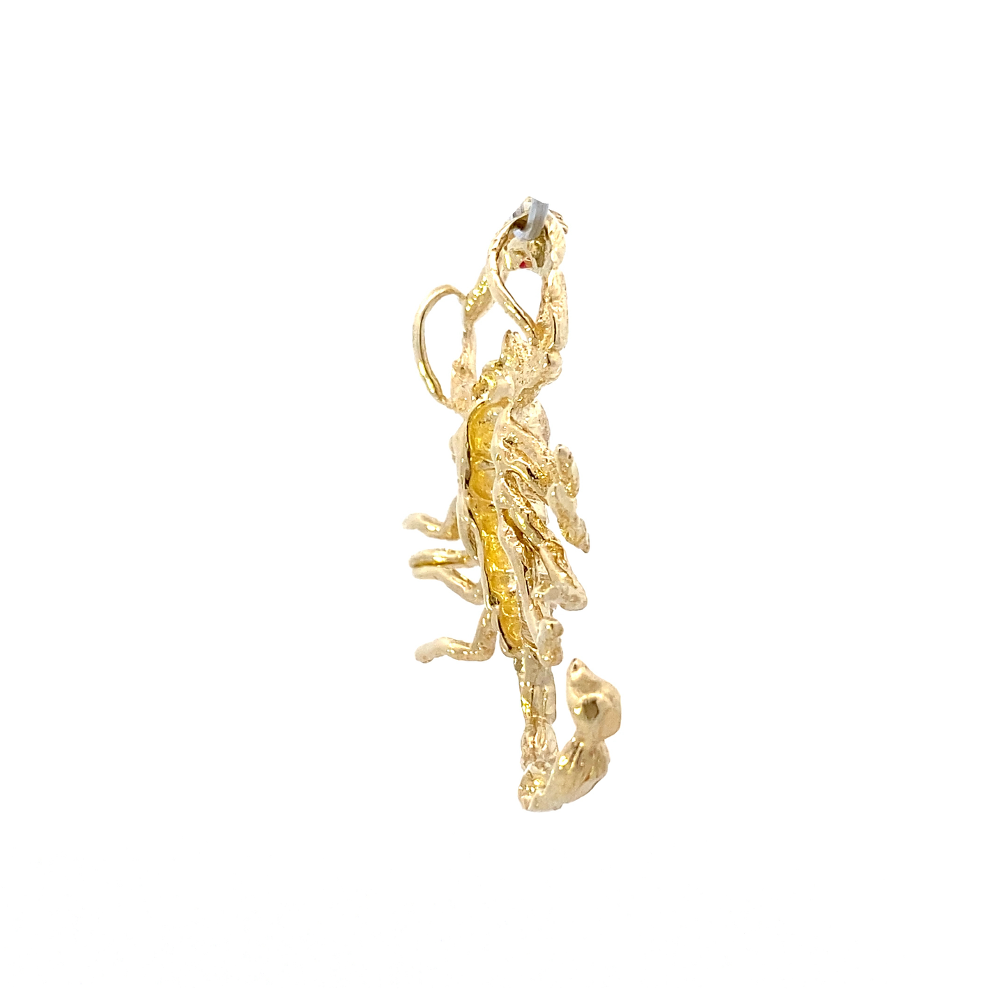 14K Yellow Gold Synthetic Ruby Scorpion Pendant