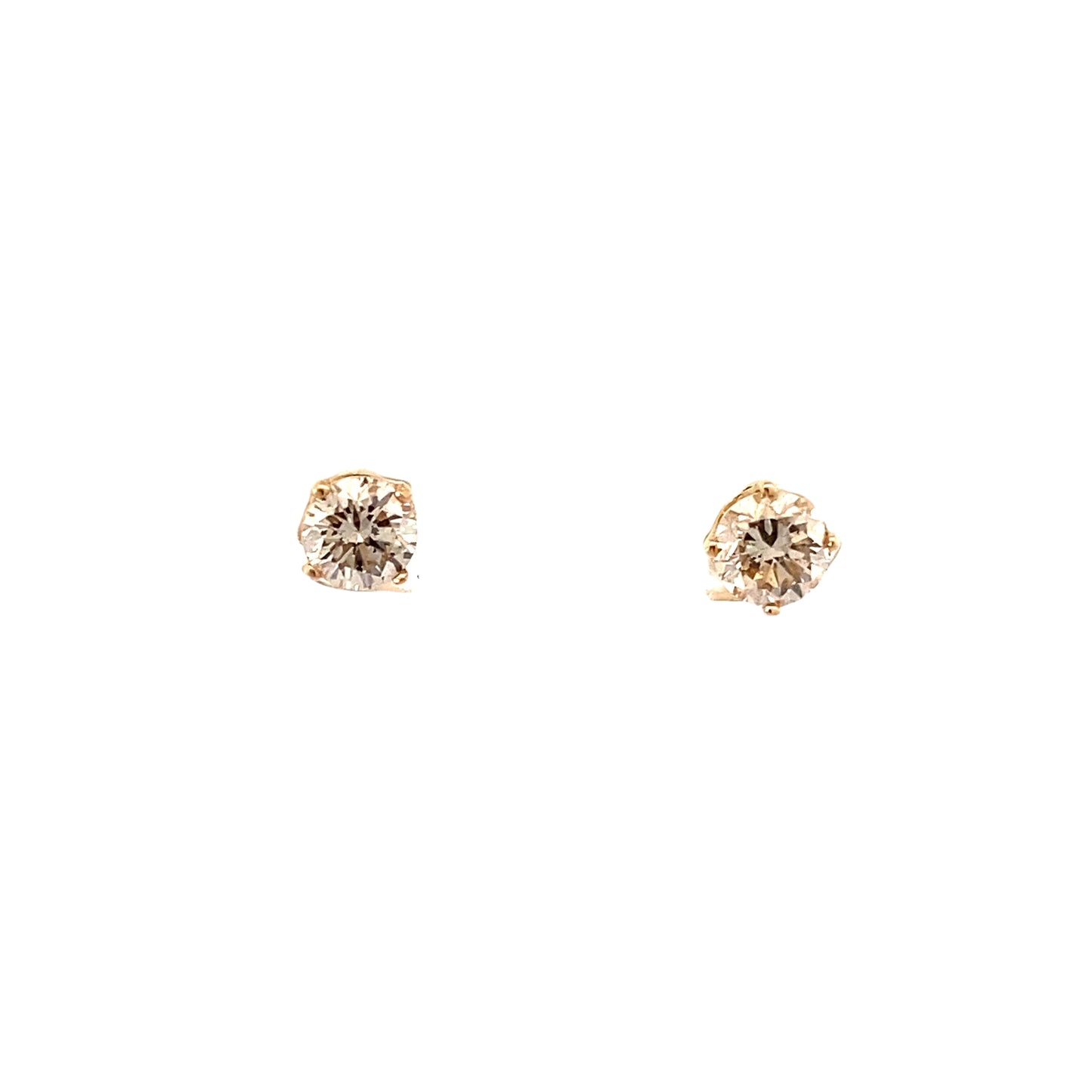 14K Yellow Gold Solitaire Stud Earrings - 0.84ct