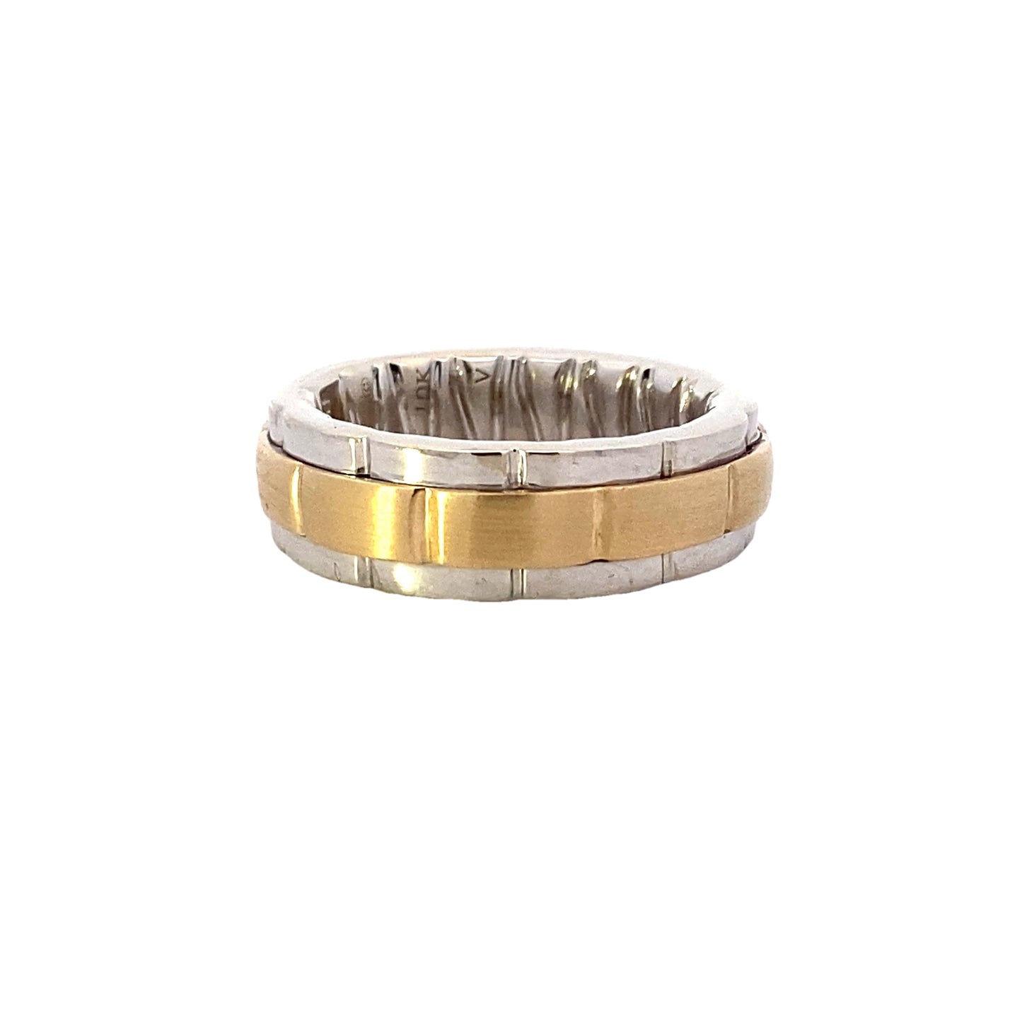 10K White & Yellow Gold Rolex Link Design Ring