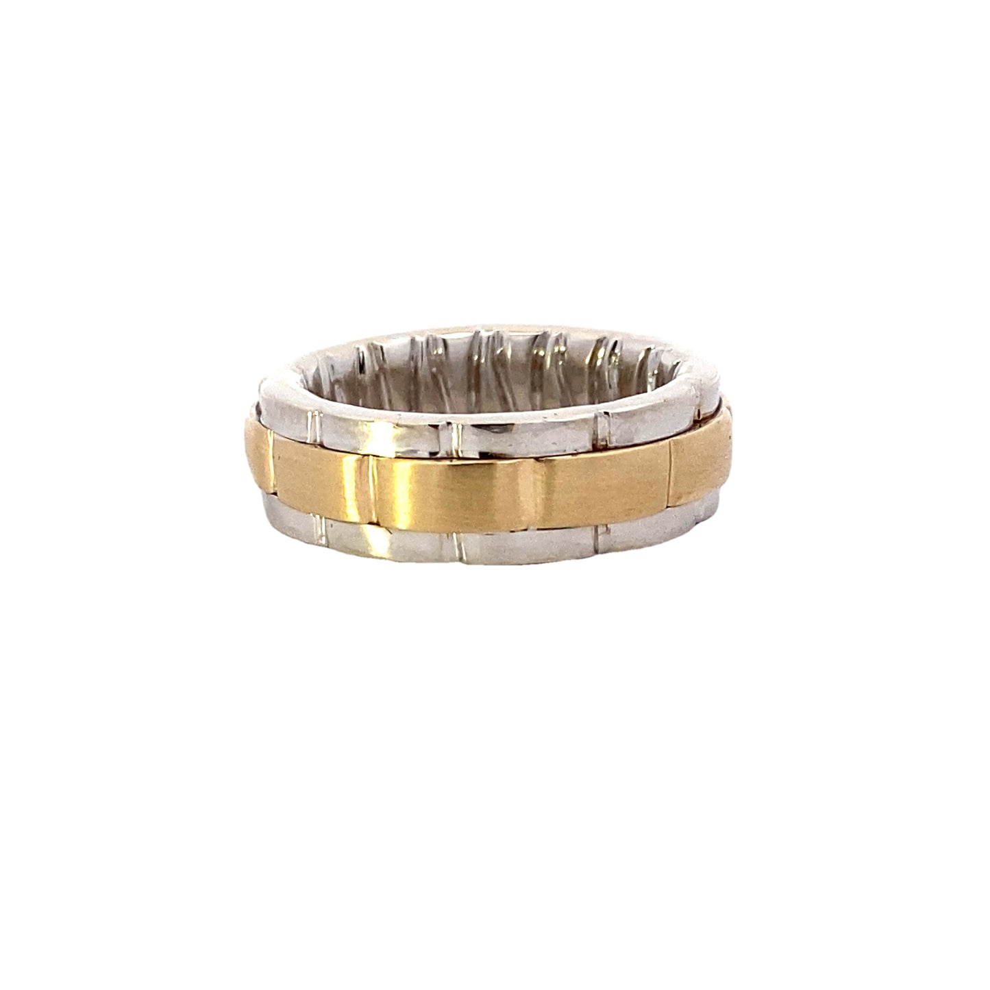 10K White & Yellow Gold Rolex Link Design Ring