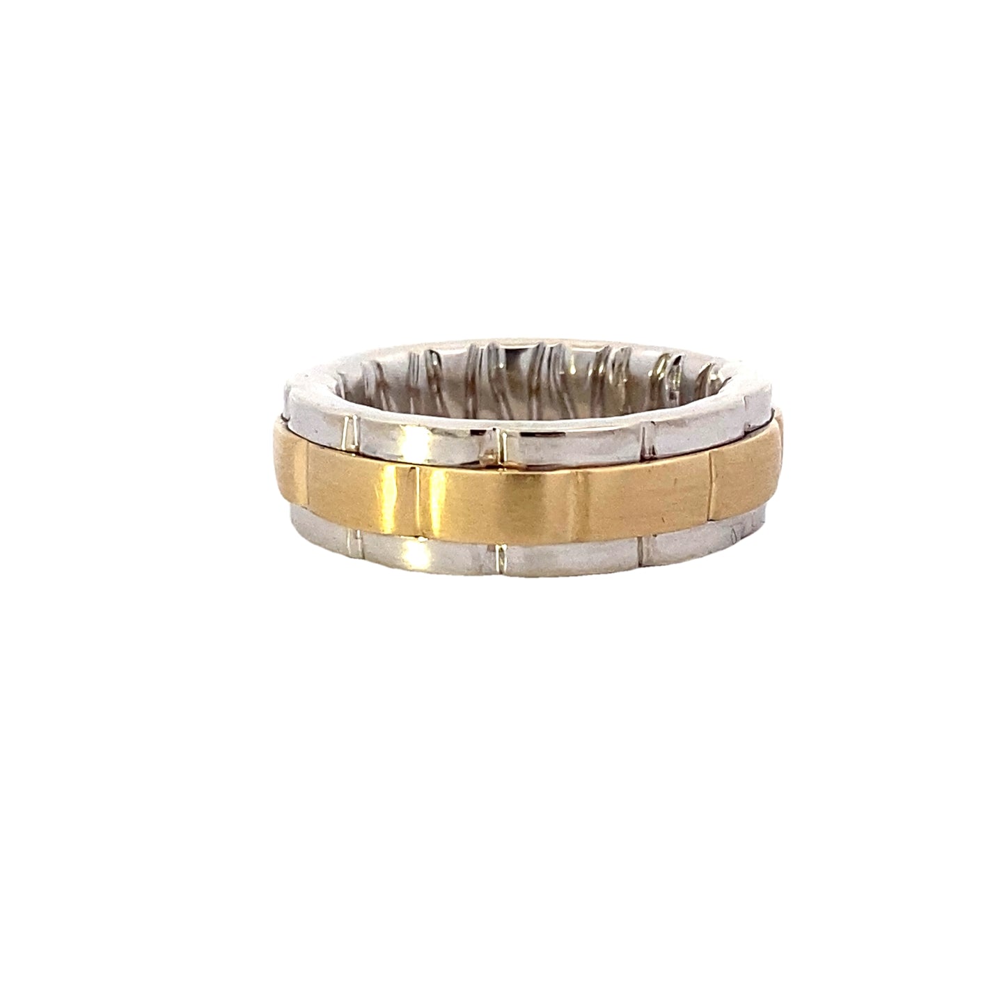 10K White & Yellow Gold Rolex Link Design Ring