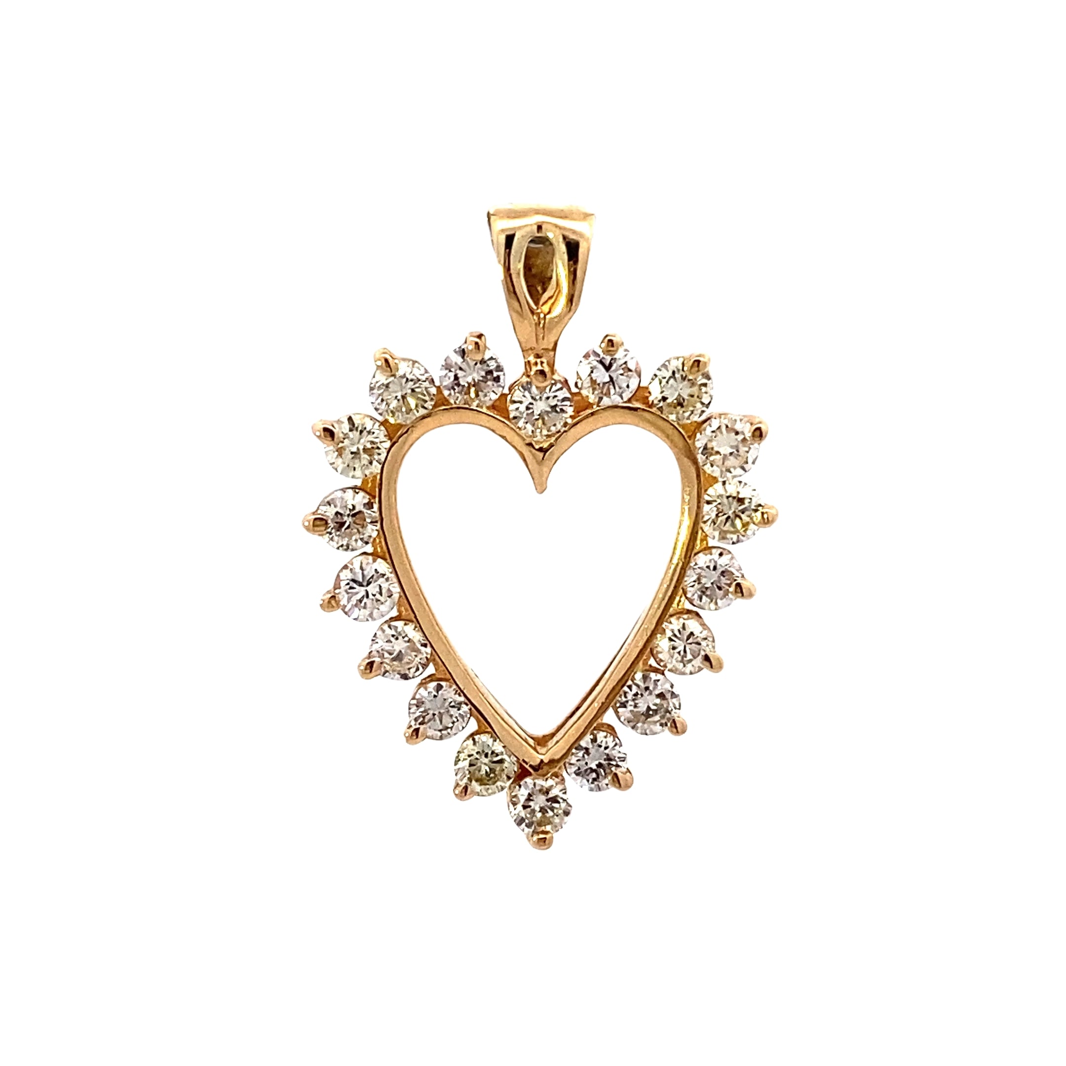 14K Yellow Gold Diamond Heart Pendant - 1.47ct