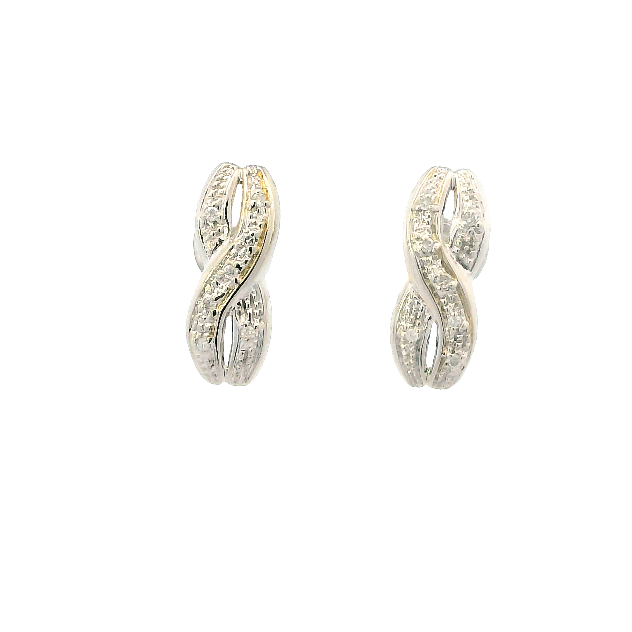 14K White Gold Infinity Earrings - 0.18ct