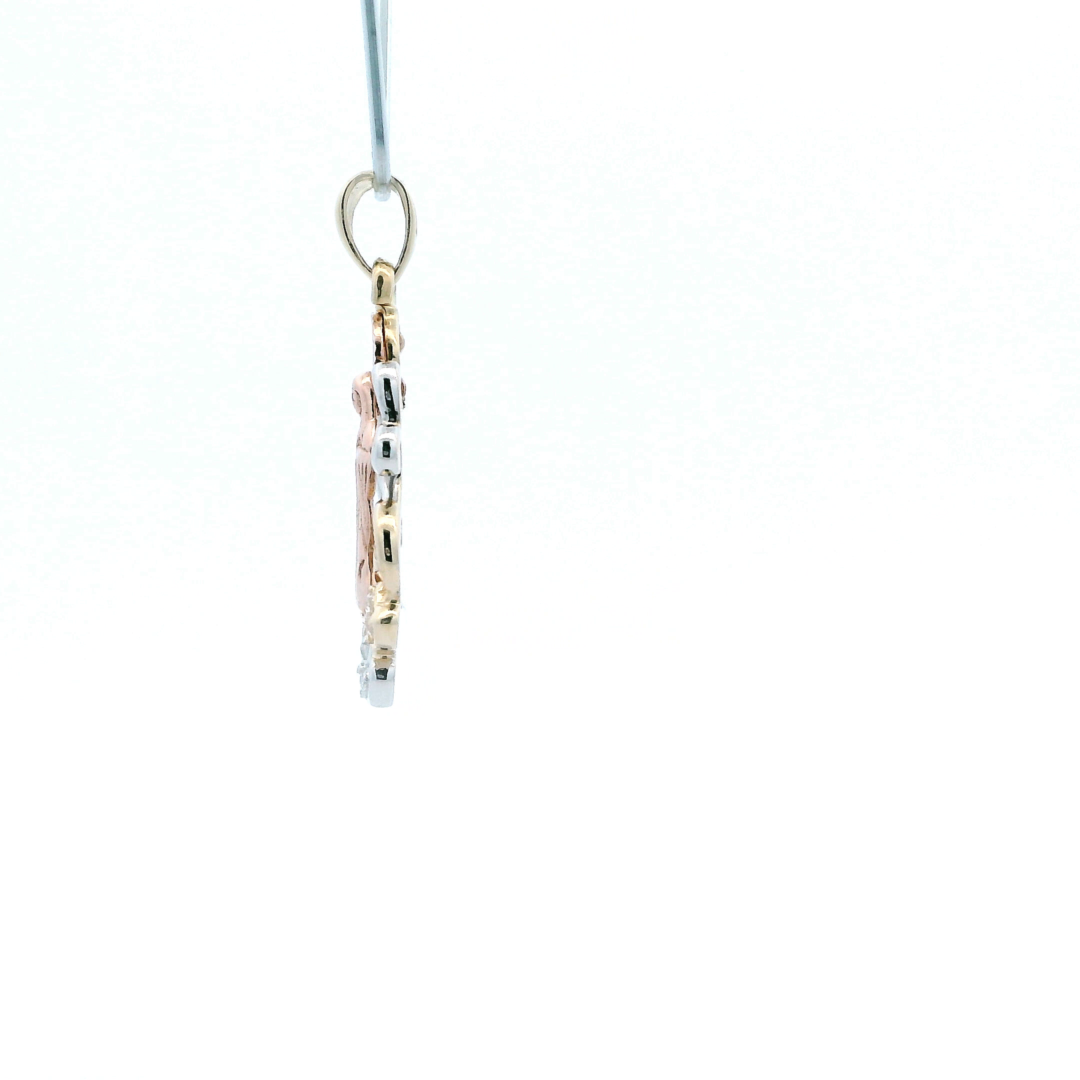 14k Tri Color Gold Virgin Mary Heart Pendant