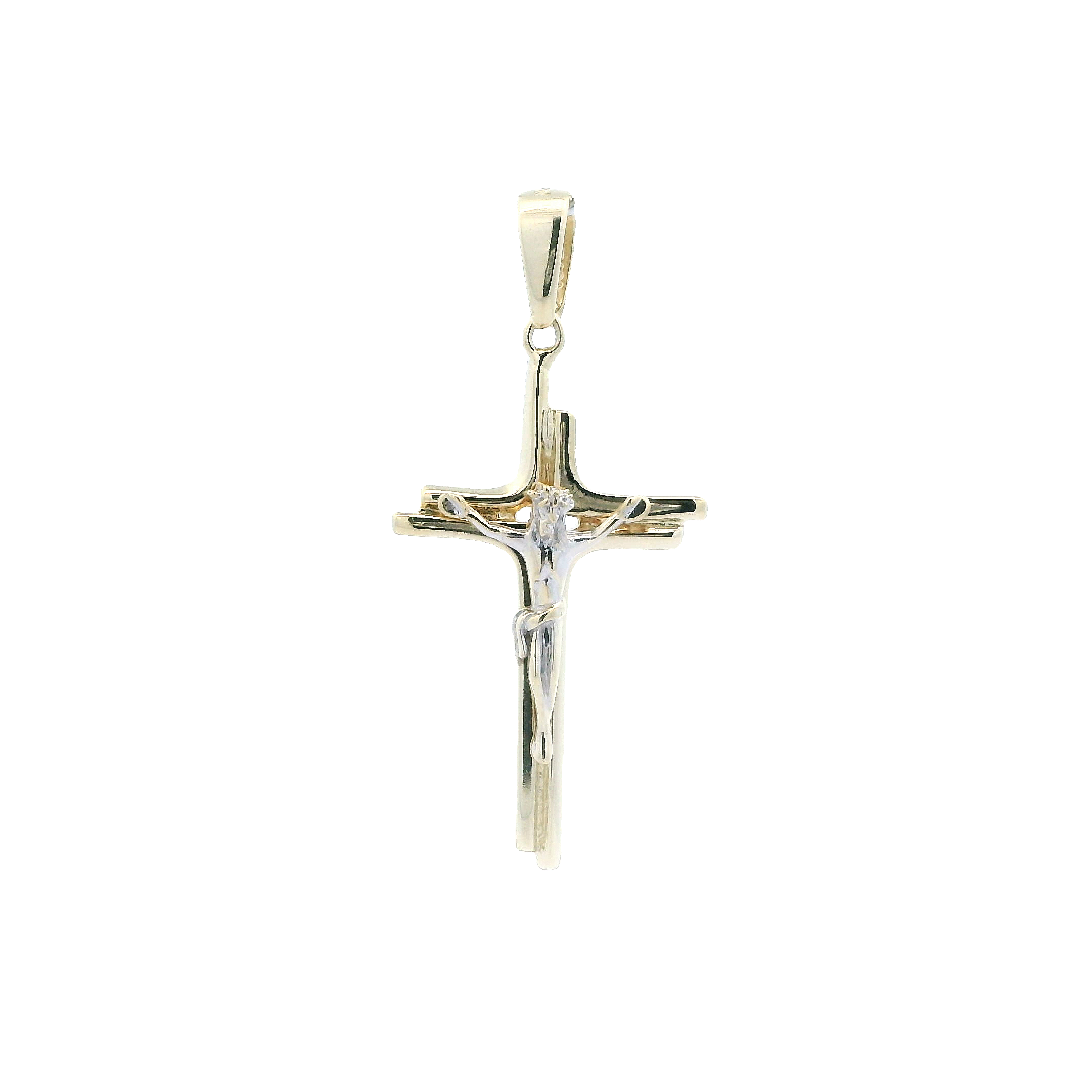 14K Yellow Gold Double Cross Pendant