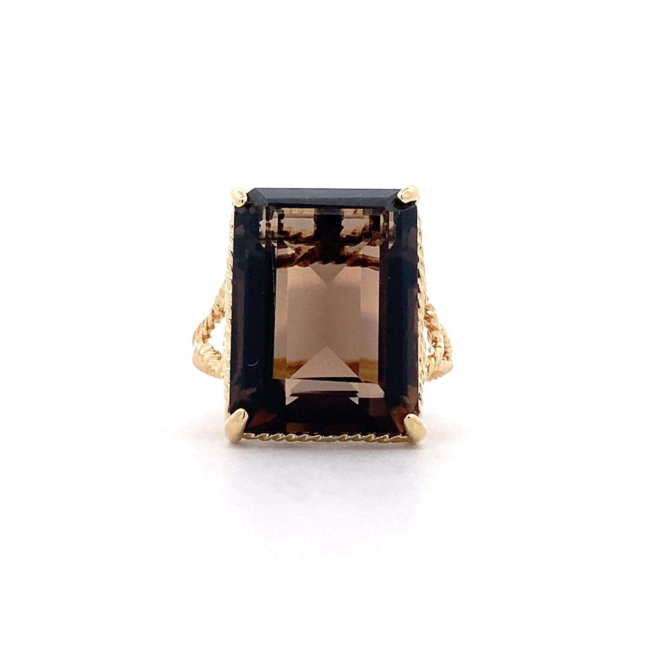 18K Yellow Gold Smokey Quartz Ring - ipawnishop.com